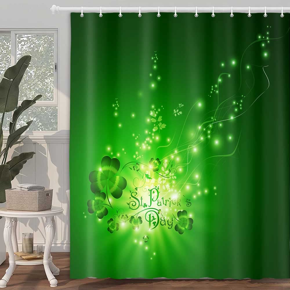 St. Patrick's Day Shower Curtain - Waterproof Polyester Fabric with Shamrock Design, Green Magic Backdrop Bathroom Decor (70x70 Inches) - Perfect for St. Patrick's Day Parties, Irish-Themed Bathrooms & Holiday Home Decor