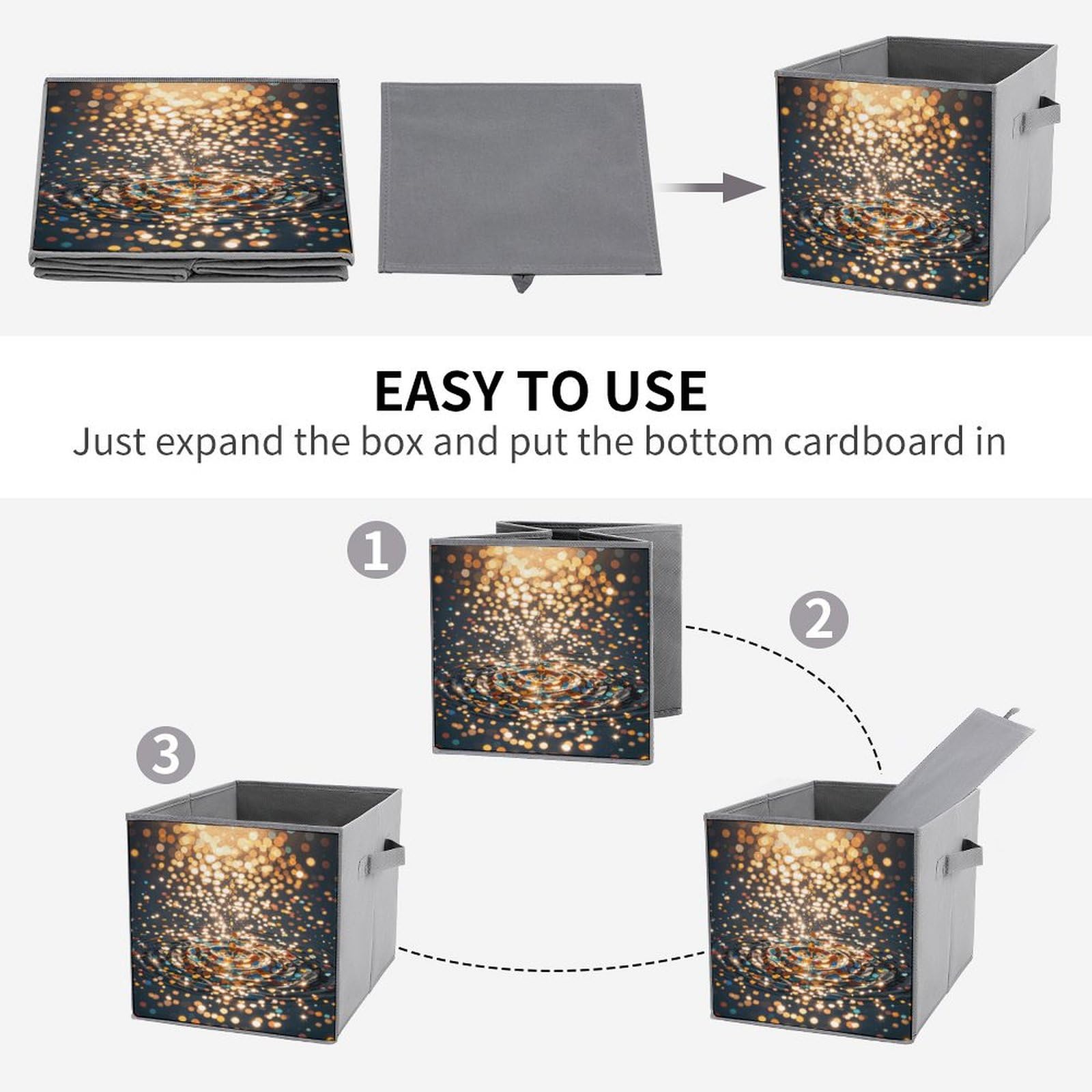 Gradient Sequin Storage Bins - Collapsible Organizer Box with Handle for Shelves & Home Decor