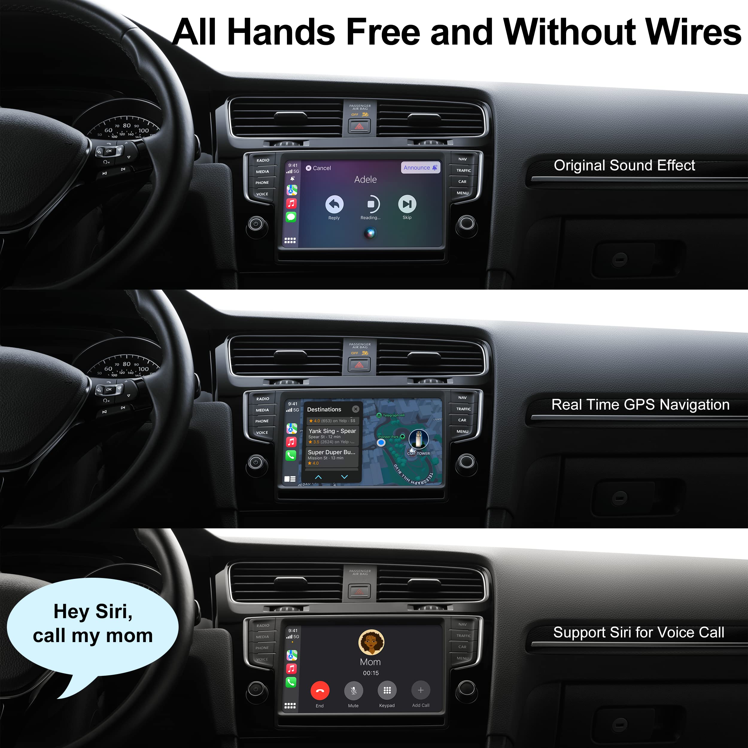 SuperiorTek 5.0 Wireless CarPlay Adapter - Convert Wired to Wireless CarPlay for All Factory Wired CarPlay Cars - Fast & Stable Connection - Easy Plug & Play - Perfect for Commuting, Road Trips & Hands-Free Driving