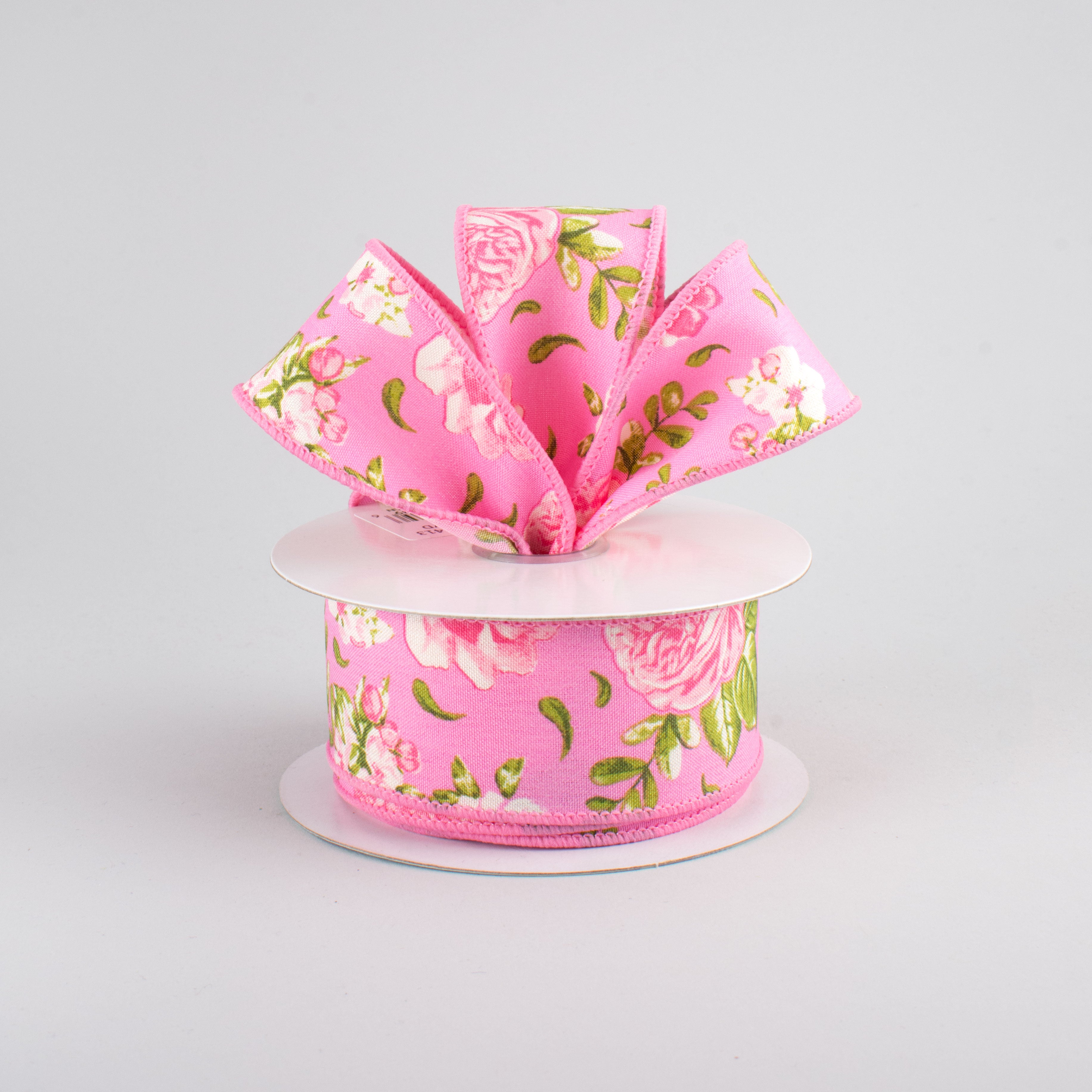 1.5 Inch Pink Rose Floral Ribbon - 10 Yards Bulk Roll for Gift Wrapping, Wedding Decorations, DIY Crafts, Scrapbooking & Party Decor