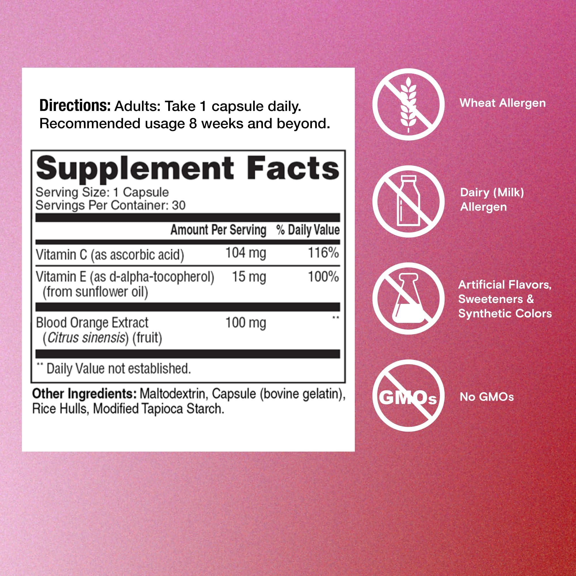 One A Day Skin Radiance Supplement - Supports Hydration & Glow with Blood Orange Extract, Collagen, Vitamin C & E - 30 Capsules for Healthy, Radiant Skin - Perfect for Daily Skincare Routine & Anti-Aging