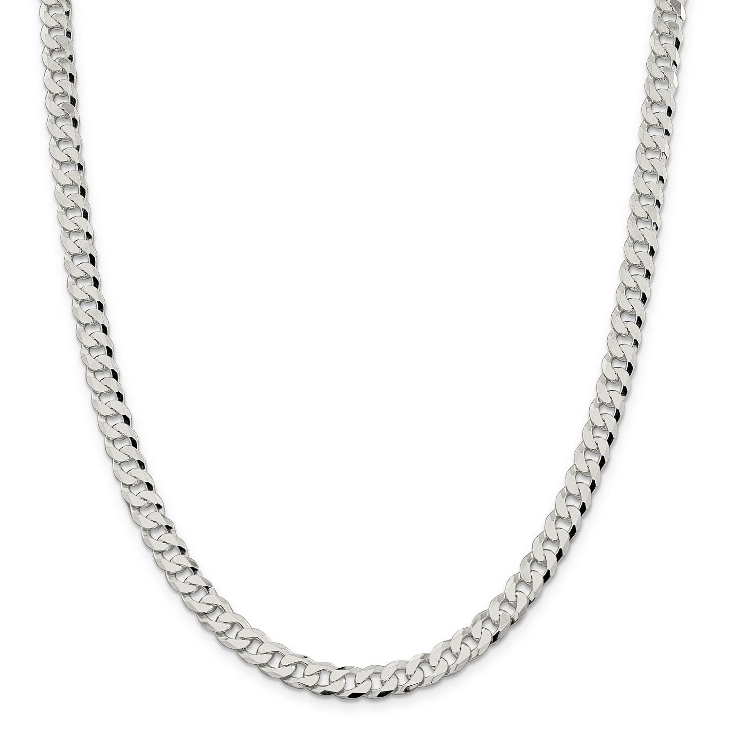 .925 Sterling Silver Beveled Curb Chain Necklace, Bracelet or Anklet - Elegant Jewelry for Women & Men - Perfect for Gifts, Parties & Everyday Wear