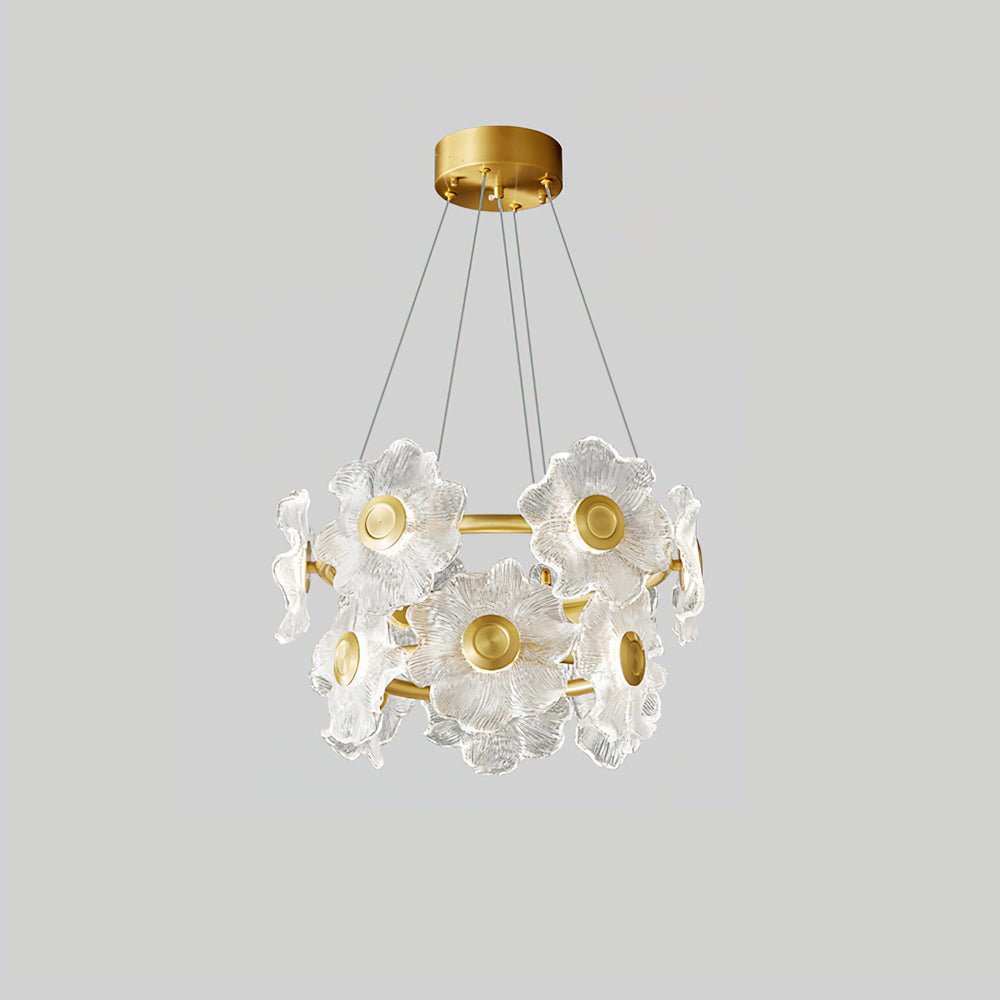 Elegant Flora Glass Chandelier - Modern Crystal Ceiling Light Fixture for Dining Room, Living Room & Bedroom Decor