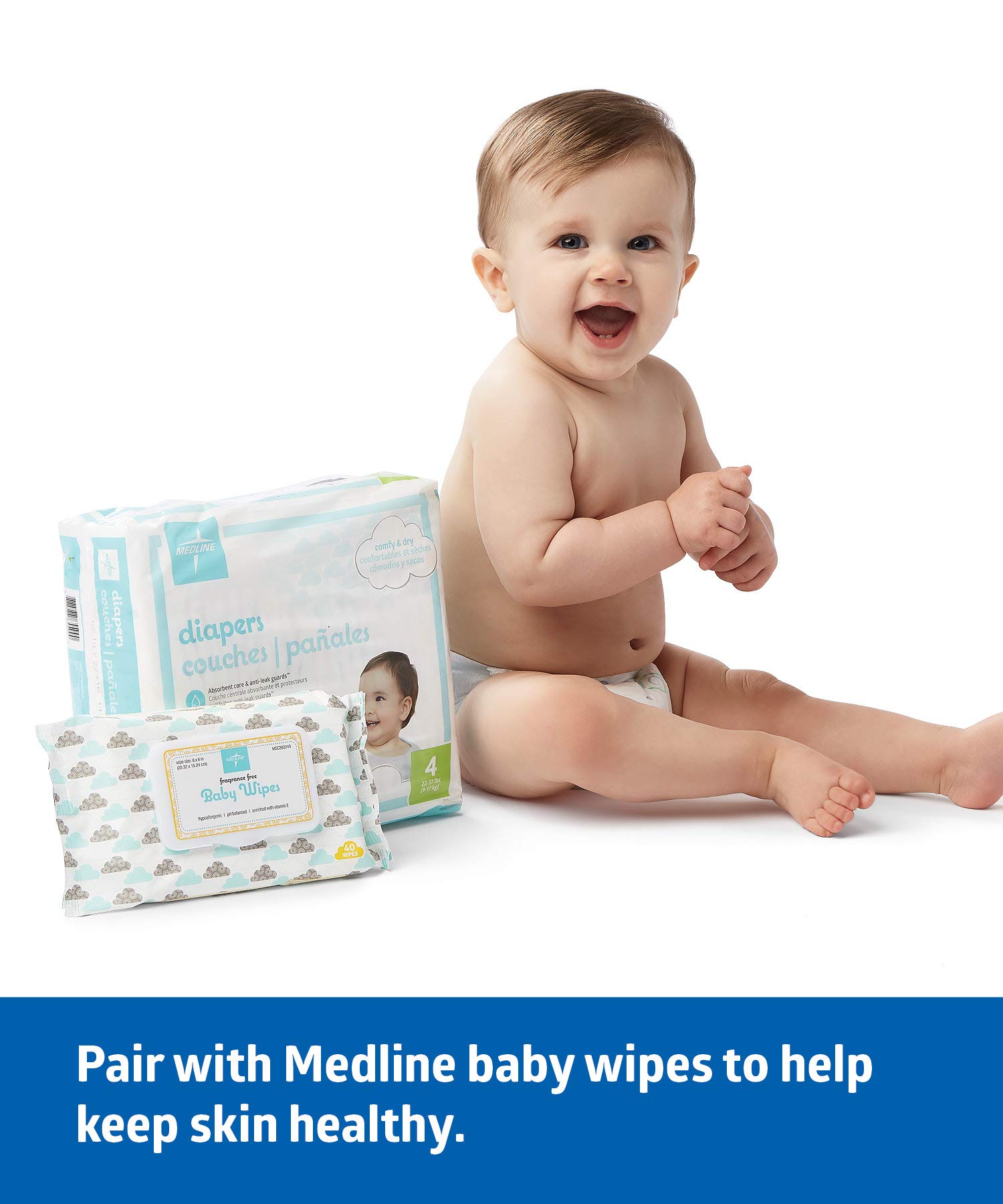 Medline Premium Disposable Baby Diapers Size 6 (35+ lbs) - Ultra Absorbent & Hypoallergenic for Sensitive Skin - 200 Count (8 Packs of 25) - Perfect for Overnight Protection & Active Toddlers