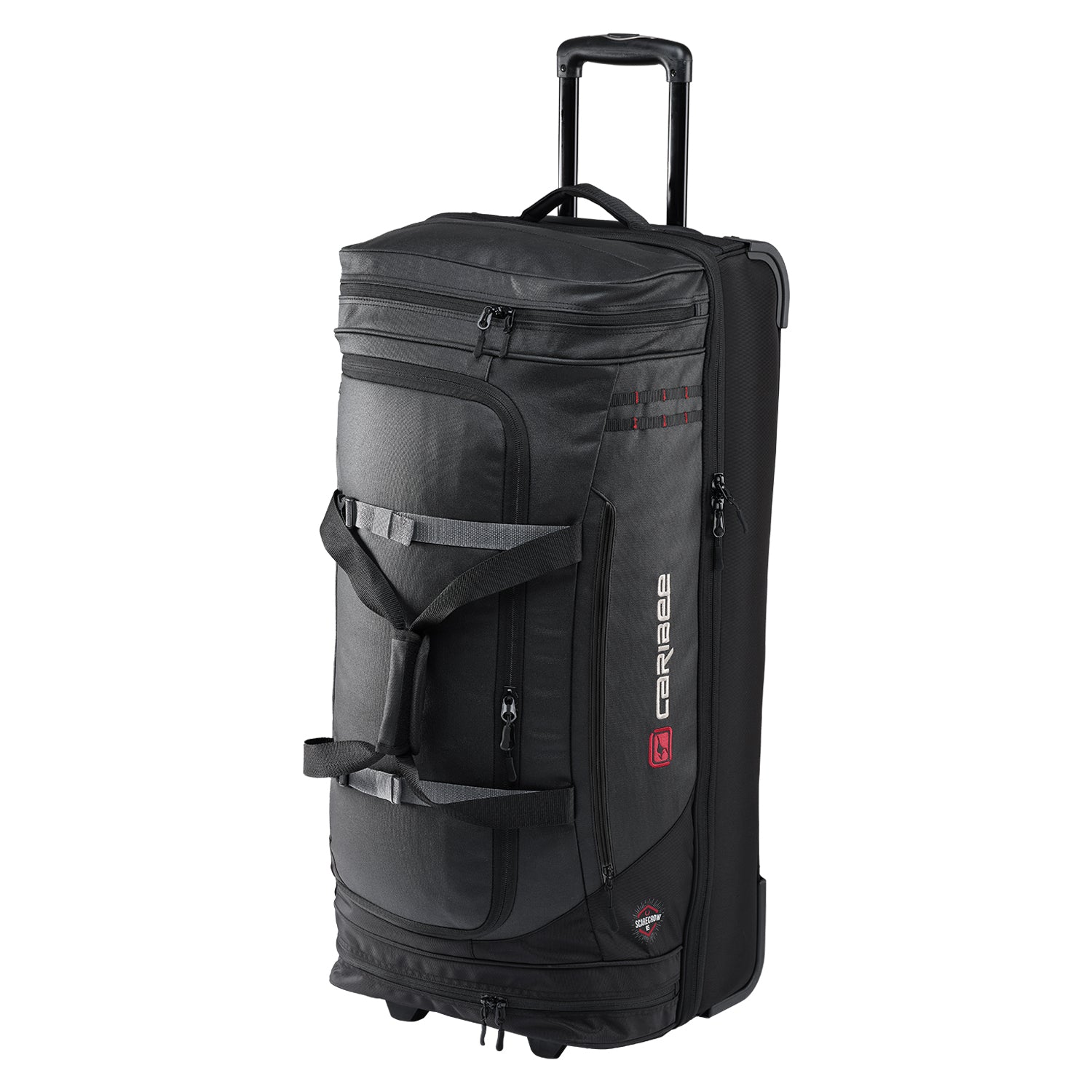 Caribee 5733 75L V2 Scarecrow Wheeled Duffle Bag - Black | Large Rolling Travel Duffel for Camping, Gym & Airplane Carry-On
