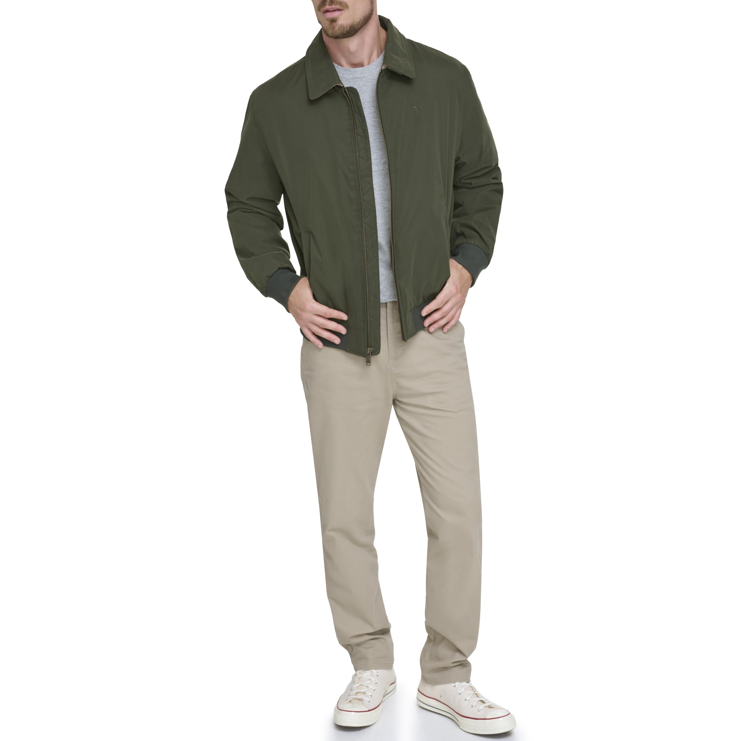 Dockers Men's Micro Twill Golf Bomber Jacket - Lightweight Water-Resistant Windbreaker for Golf & Casual Wear (Standard & Big & Tall Sizes) | Perfect for Golfing, Outdoor Activities & Everyday Style