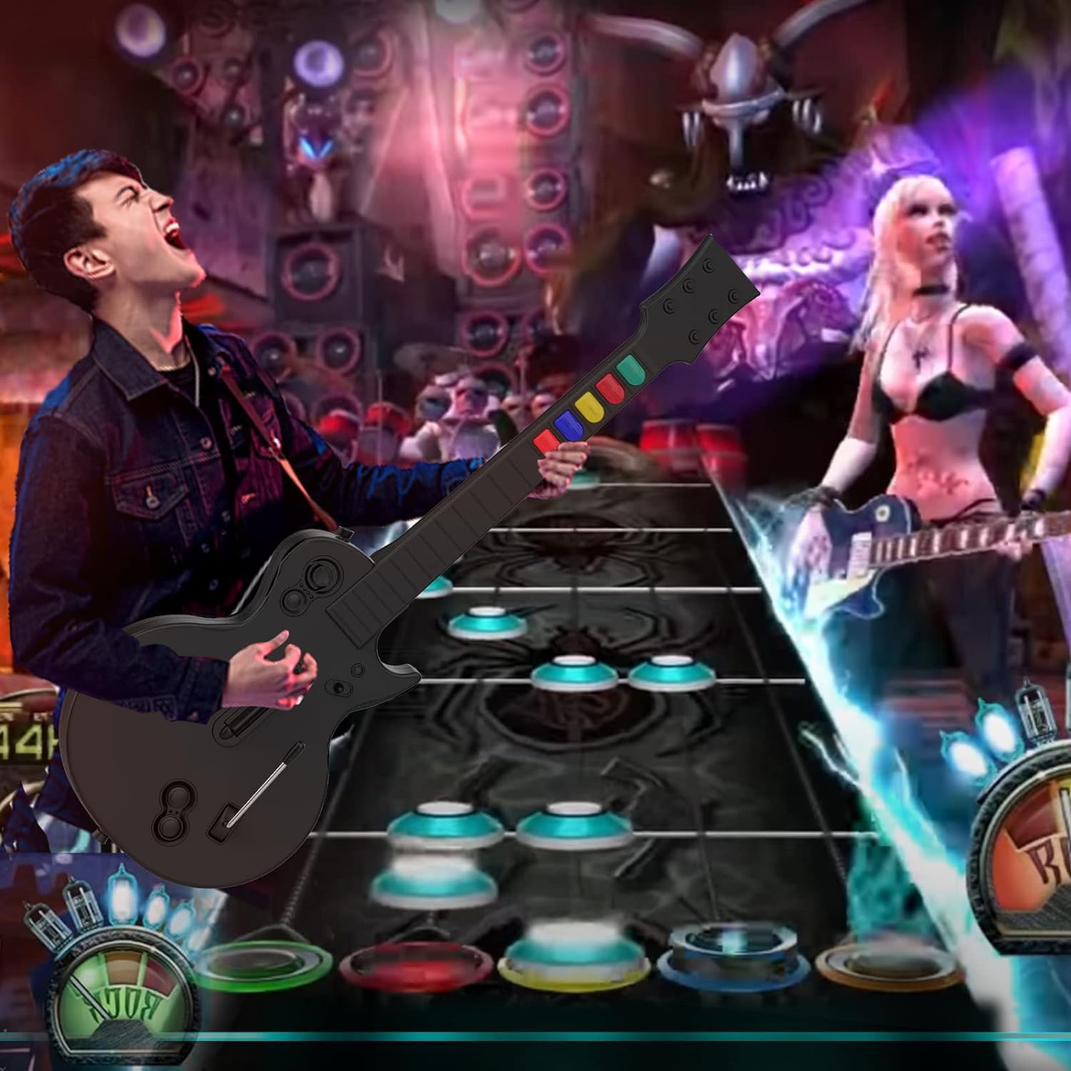Wireless Guitar Hero Controller for PC & PS3 - Compatible with Rock Band, Clone Hero, and Guitar Hero Games - Black | Perfect for Gaming Parties & Music Simulation Enthusiasts