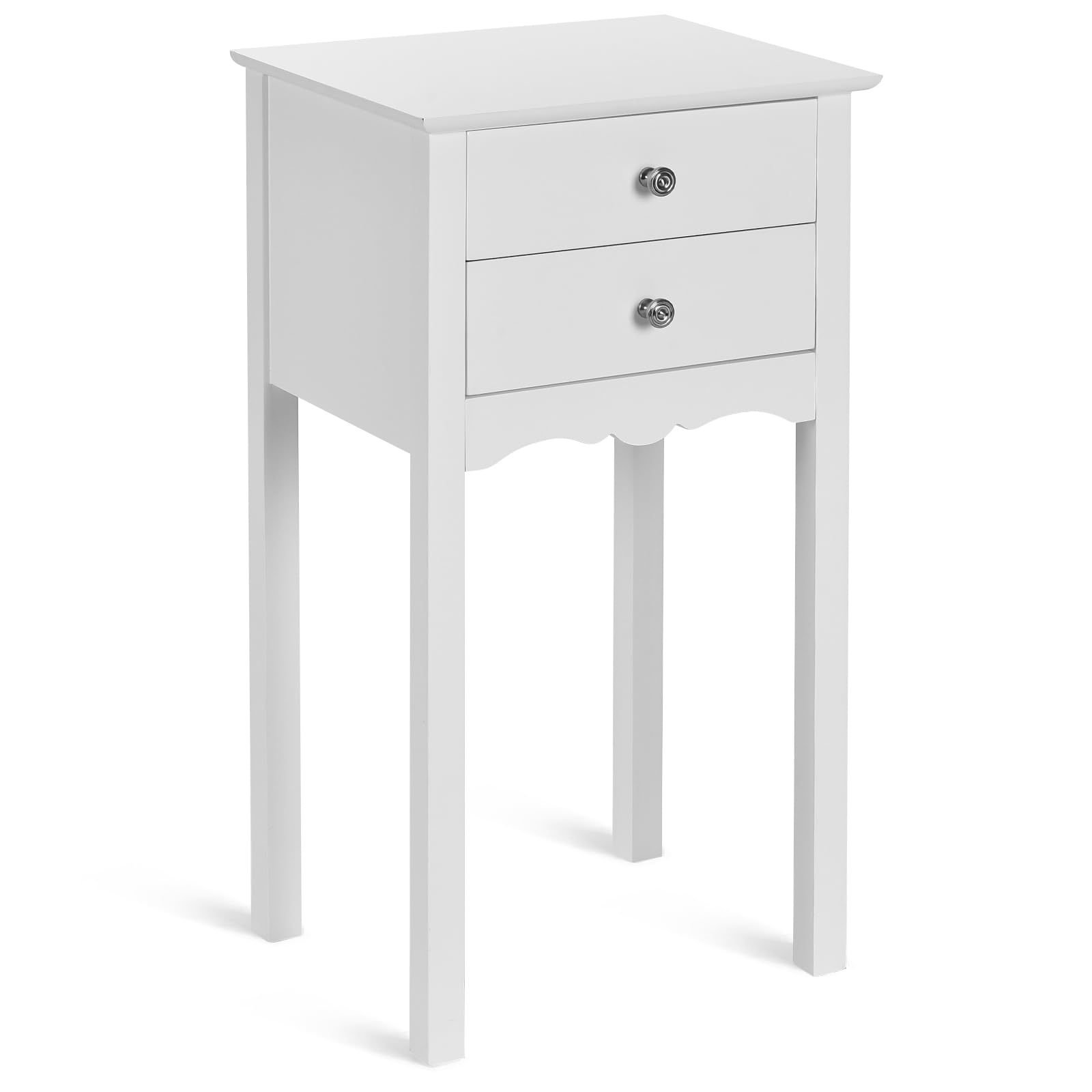 Giantex White End Table with 2 Drawers - Nightstand, Side Table for Living Room, Bedroom & Office - Multi-Purpose Accent Furniture for Home Decor & Storage (Perfect for Small Spaces & Apartment Living)
