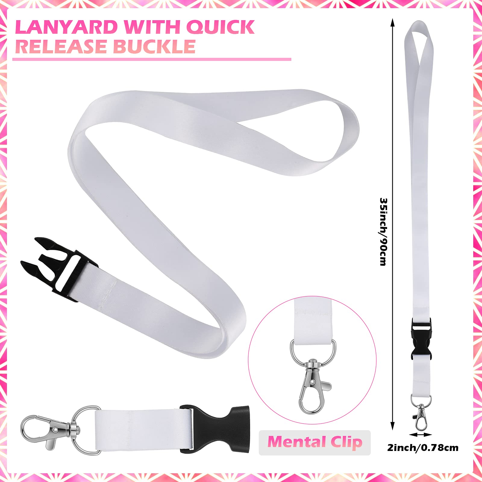 Outus 10pcs Sublimation Lanyards - DIY White Neoprene for Keychain & Badge Holder - Christmas Gifts