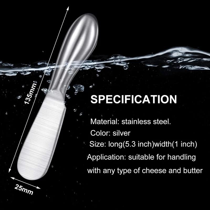 4-Piece Stainless Steel Cheese and Butter Spreader Knife Set - Silver Round Cheese Knives for Parties, Weddings & Holidays - Perfect Gift for Father's Day, Christmas, Birthday & Anniversary - Ideal for Cheese Boards, Charcuterie Platters & Entertaining Guests