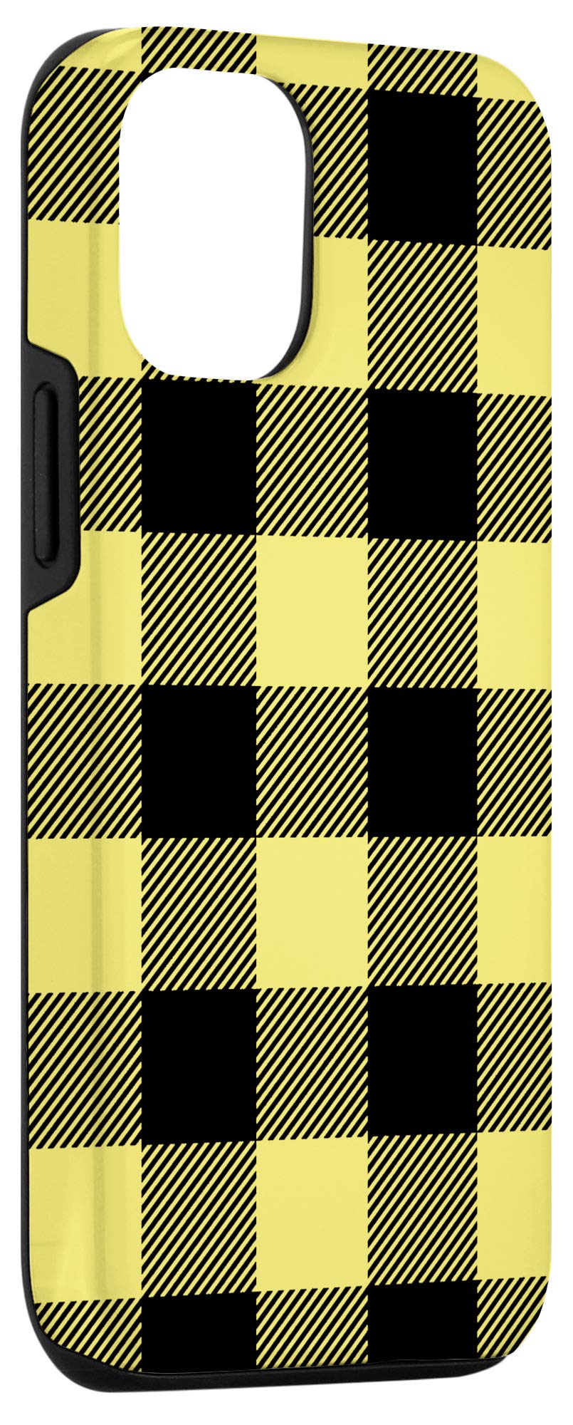iPhone 12/12 Pro Case - Buffalo Black Yellow Plaid Flannel Gingham Cloth Look Protective Cover | Perfect Gift for Tech Lovers, Office Use & Everyday Style