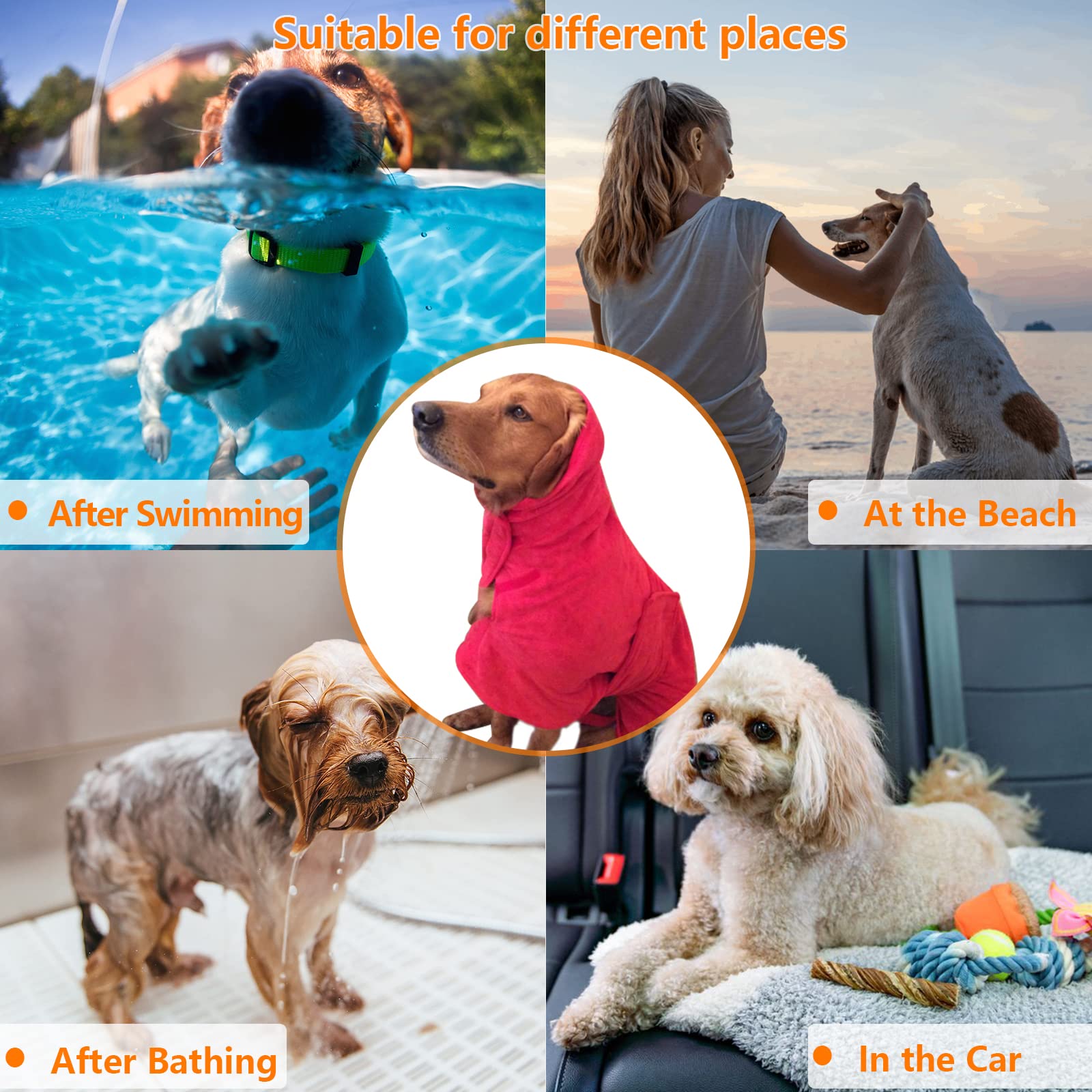 **Super Absorbent Dog Drying Coat & Bathrobe Towel Wrap - Microfiber Puppy Gown with Reflective Strips for Quick Drying - Blue - Size S | Perfect for Post-Bath, Grooming & Indoor Lounging**