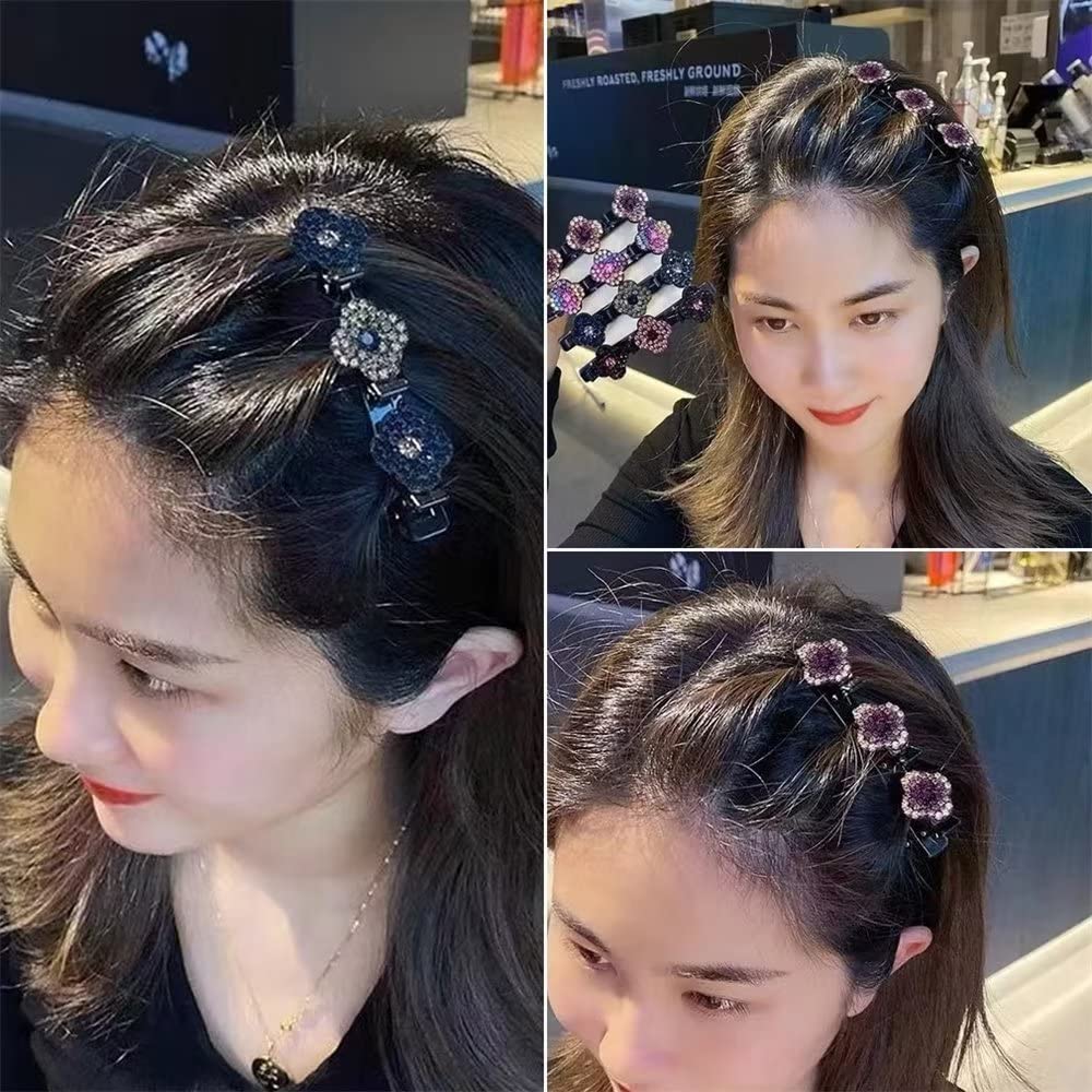 Sparkling Rhinestone Hair Clips for Women - Elegant Flower Hairpins for Styling