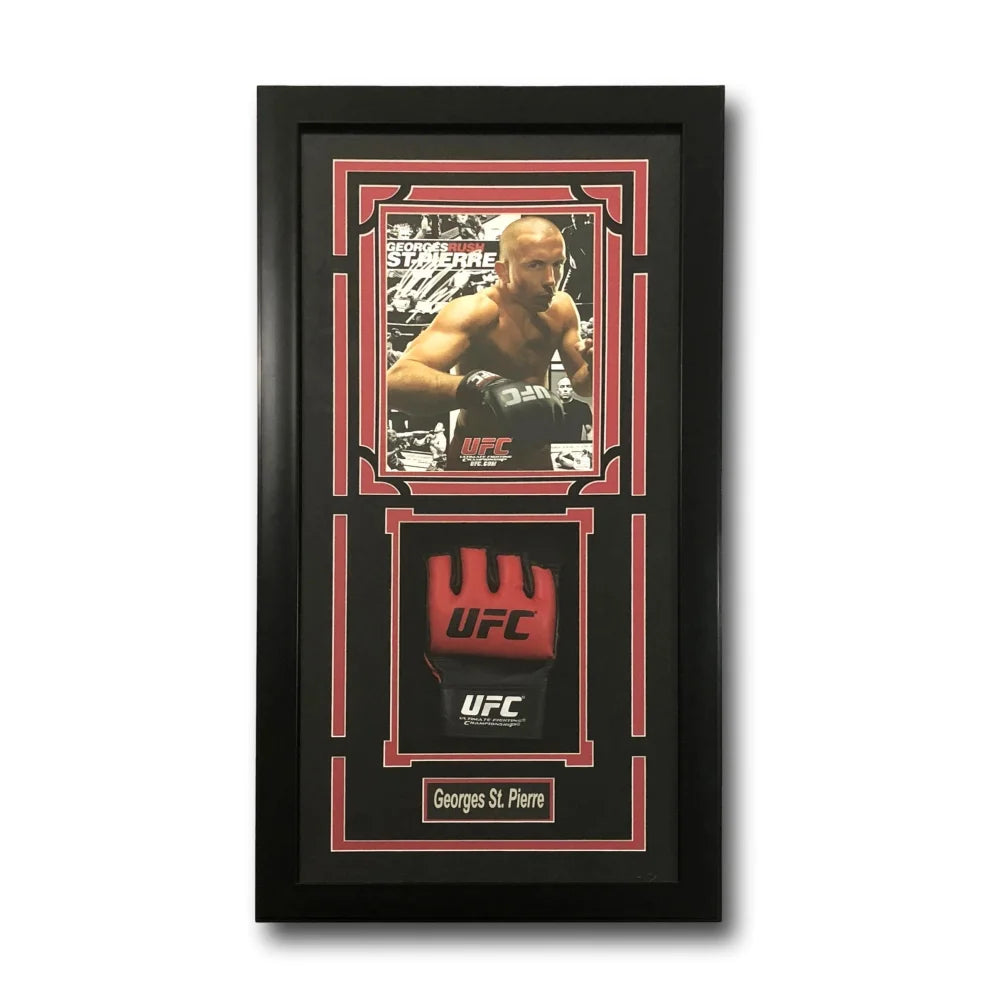 Georges St. Pierre Signed 8x10 Framed UFC Glove with JSA COA - GSP Autographed Collectible for MMA Fans & Sports Memorabilia Display