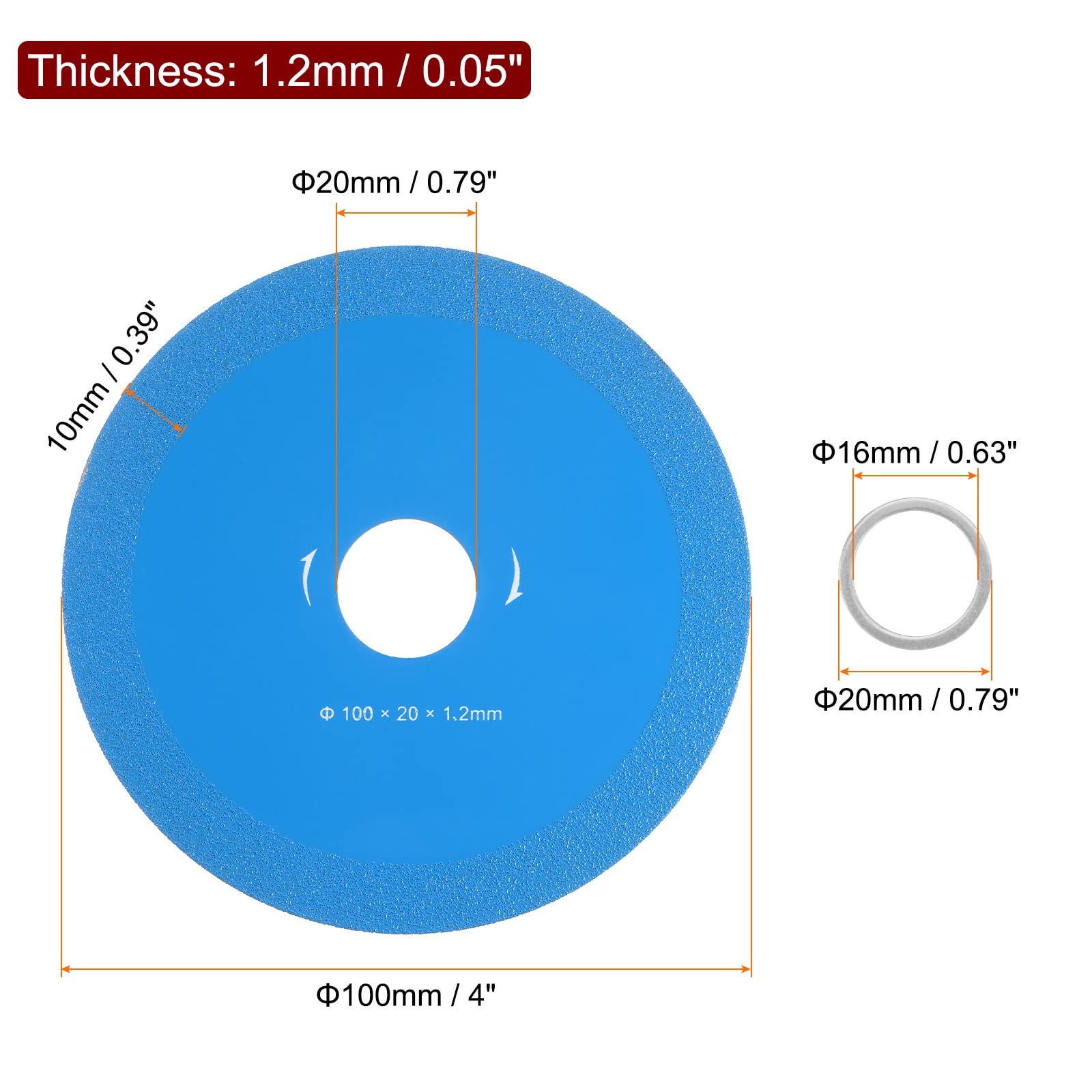 HARFINGTON 4-Inch Diamond Saw Blade - Ultra Thin 100x20x1.2mm 80-Grit Glass Cutting Wheel for Angle Grinder | Smooth Cutting & Grinding of Glass, Crystal, Tile | Perfect for DIY Projects, Home Renovation & Craft Work