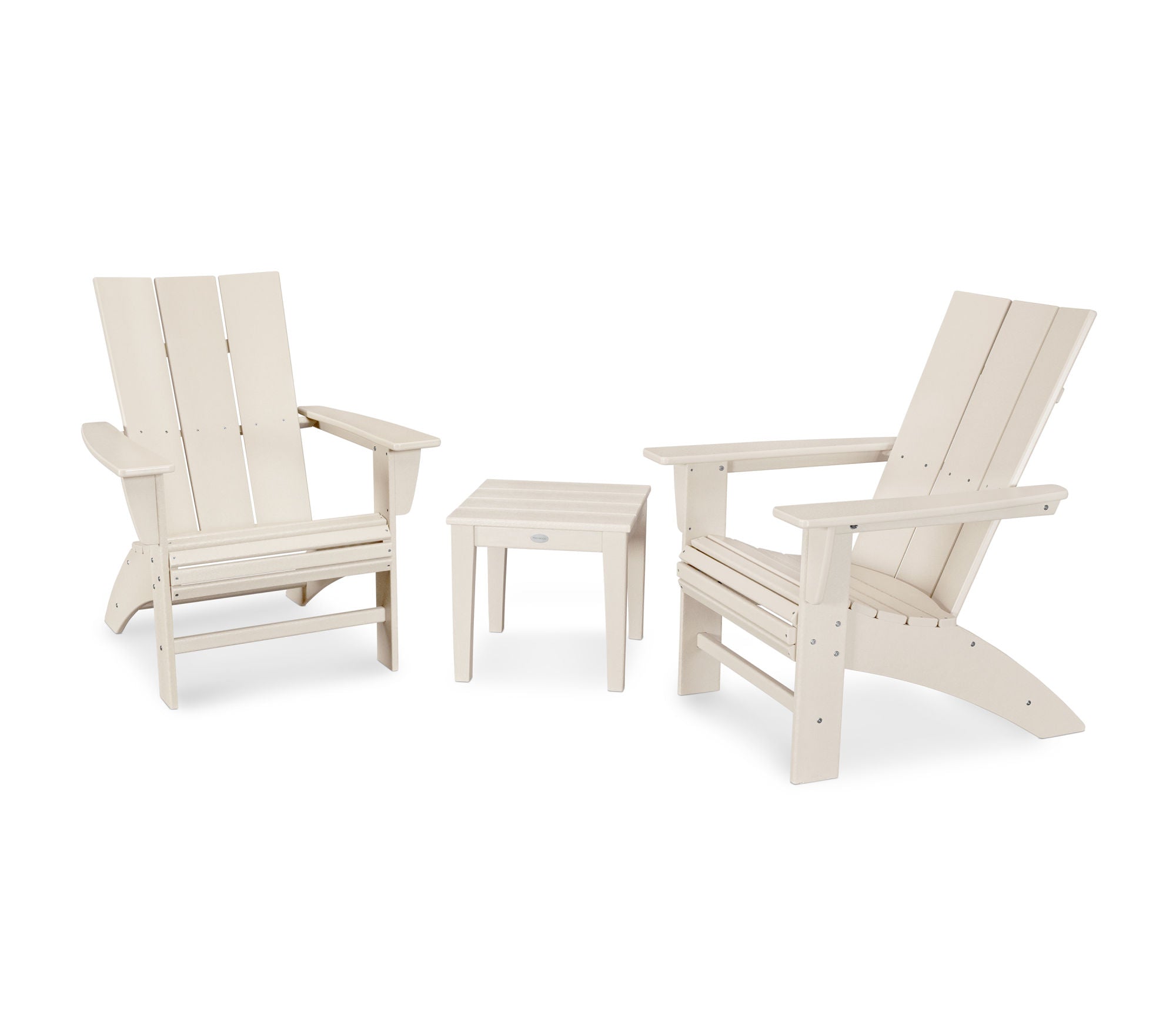 POLYWOOD Modern 3-Piece Curveback Adirondack Outdoor Patio Set - Durable All-Weather Furniture for Garden, Poolside & Backyard Relaxation