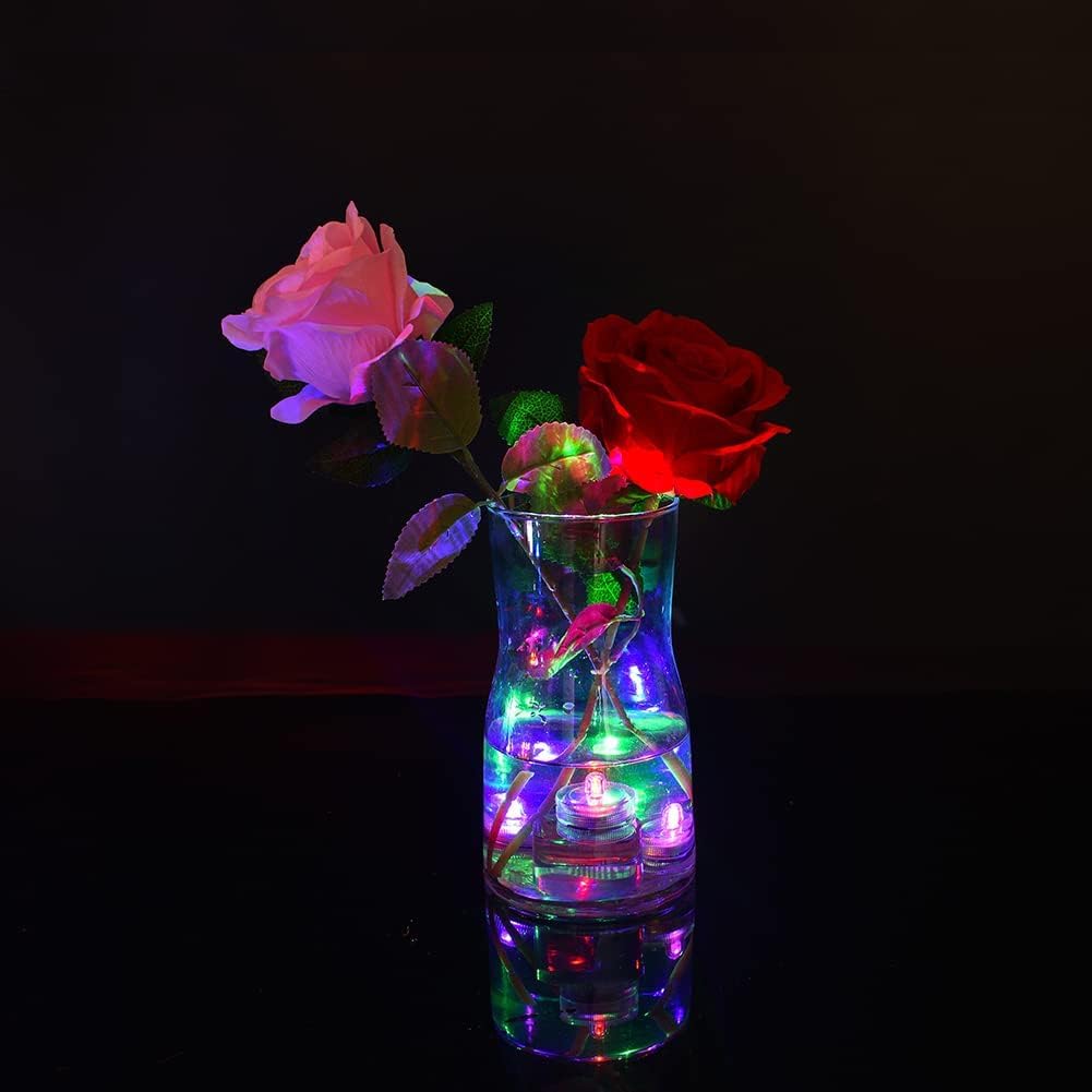 12 Pack Submersible LED Lights - Small Underwater Tea Lights, Battery Operated Waterproof Flameless Warm White Pool Lights for Vases, Wedding Centerpieces, Ponds, Fountains & Fish Tanks | Perfect for Home Decor, Parties, and Aquatic Environments
