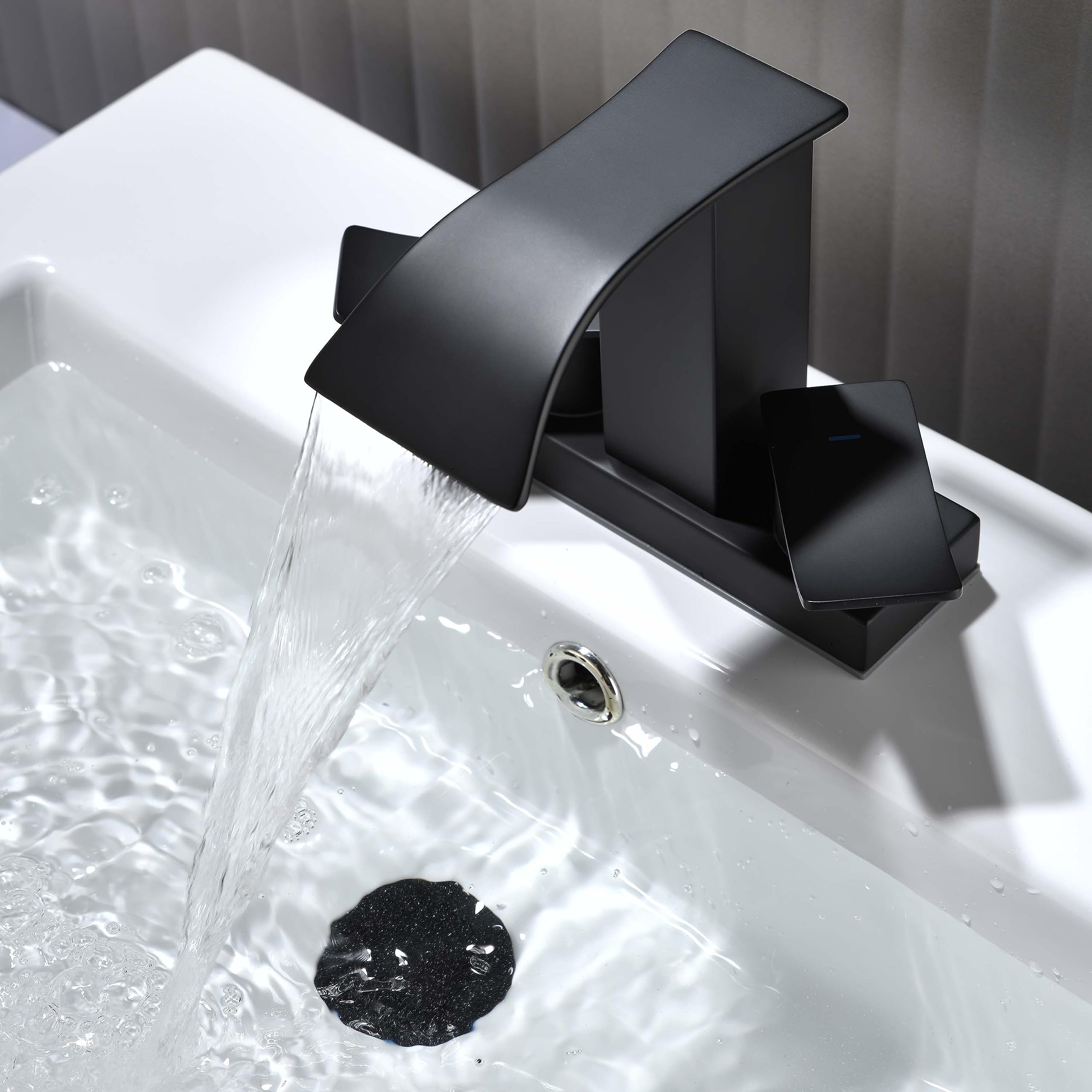 Black Waterfall Bathroom Faucet - 2 Handle 4
