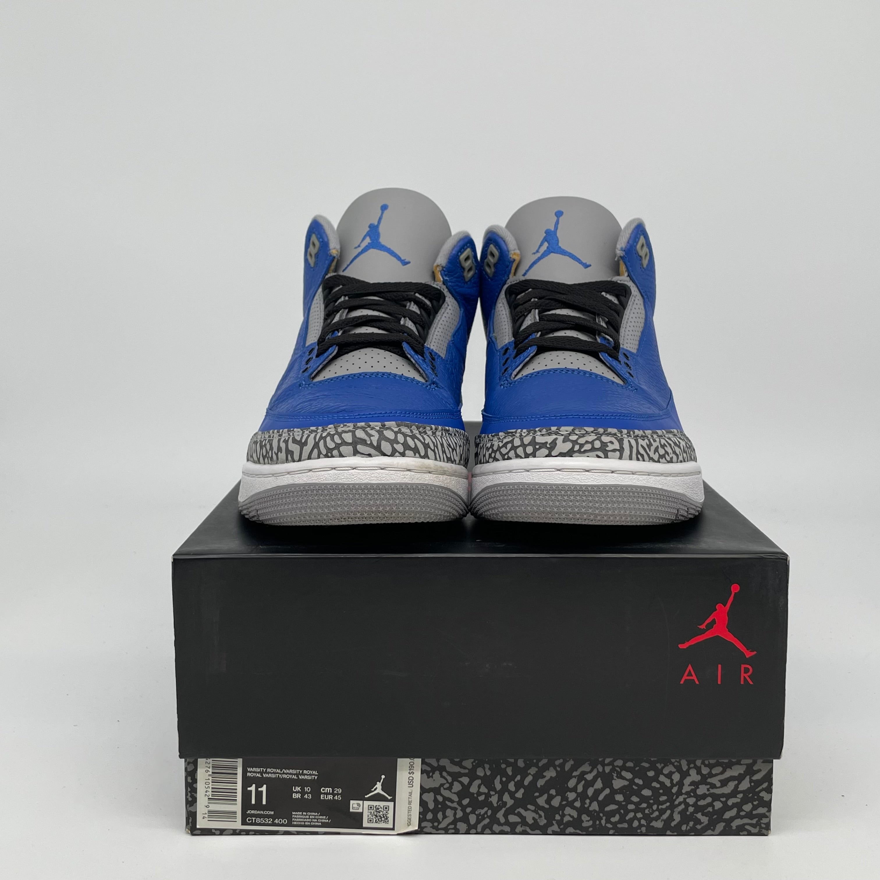 Original Air Jordan 3 Retro 'Royal Cement' Men's Basketball Shoes - Size 11 (CT8532-400) - Perfect for Streetwear & Sneaker Collectors