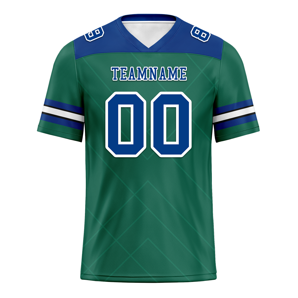 Custom Green & Blue Striped Personalized Authentic Football Jersey FBJ02 - Perfect for Game Day, Team Events & Fan Gear Collection