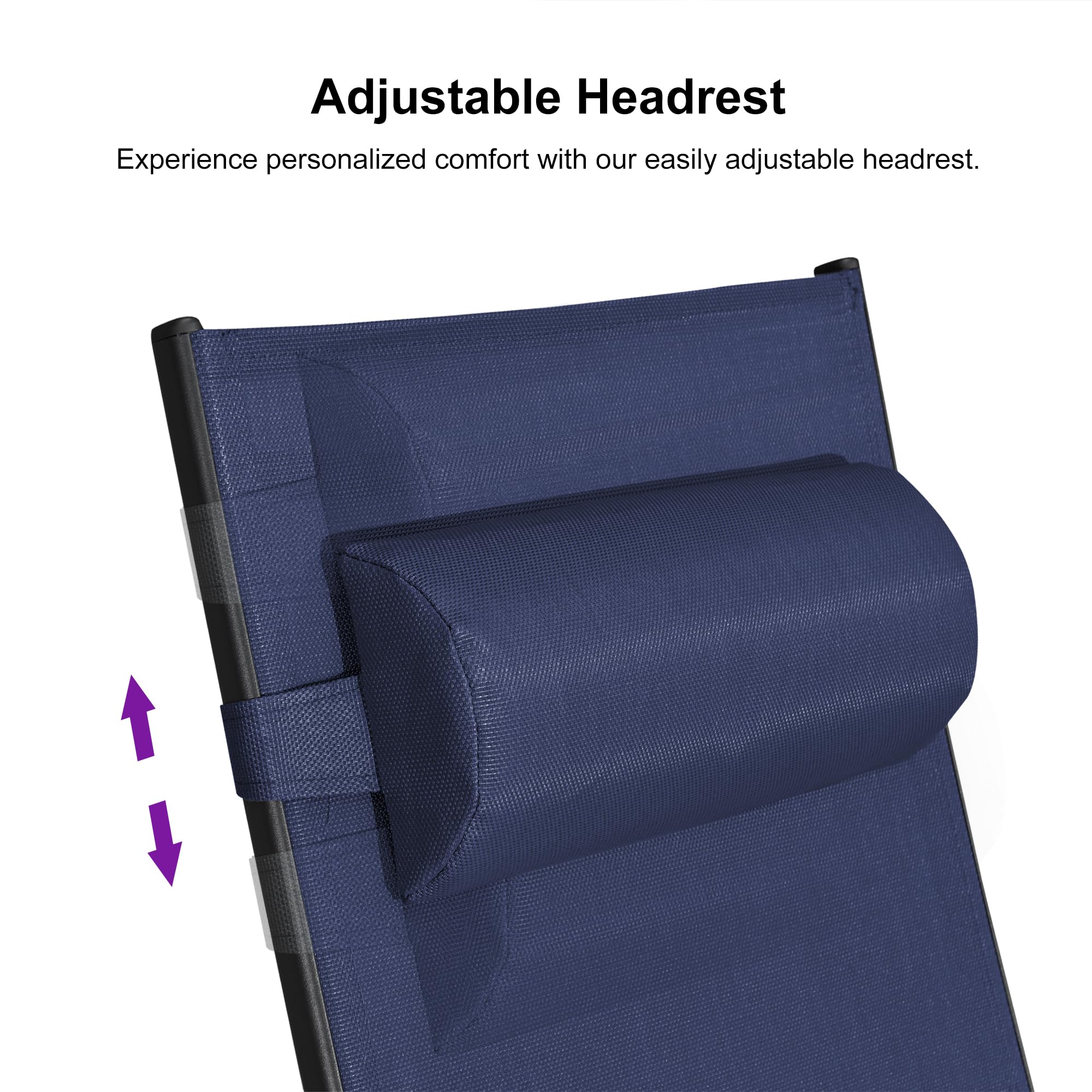 PURPLE LEAF Outdoor Chaise Lounge Set - All-Weather Poolside & Beach Sunbathing Chair with Side Table - Navy Blue Patio Furniture for Backyard, Garden & Tanning