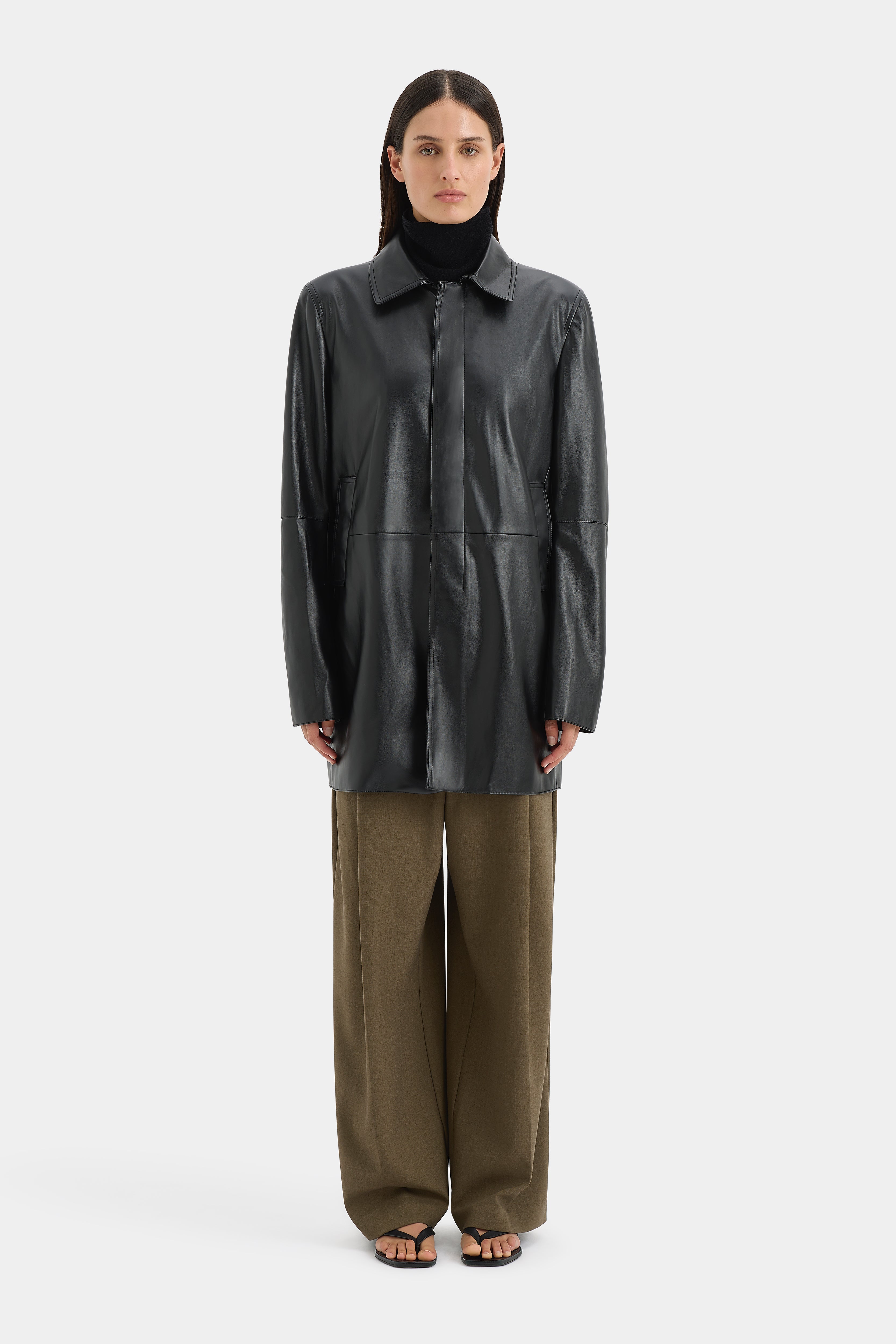 Brera Coat for Women - Classic Black Wool Blend Trench Coat with Belt | Perfect for Office, Business, and Formal Occasions