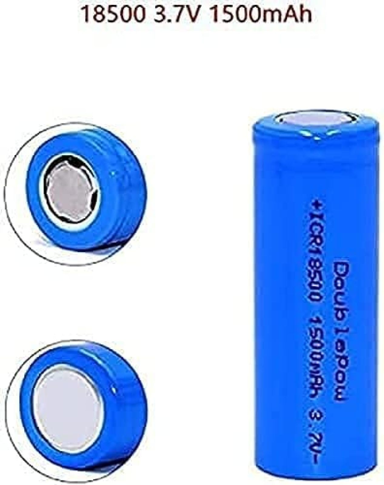 18500 1500mAh 3.7V Rechargeable Li-ion Battery - 2 Pack for Flashlights, Vape Mods, and Electronic Devices - High Capacity Long Lasting Power Supply