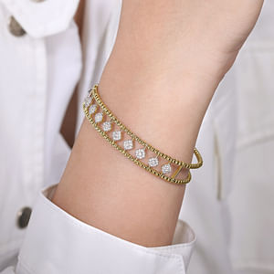 Elegant Bujukan Diamond Cuff Bangle Bracelet for Women - Luxury Fashion Jewelry Gift for Anniversary, Wedding & Special Occasions