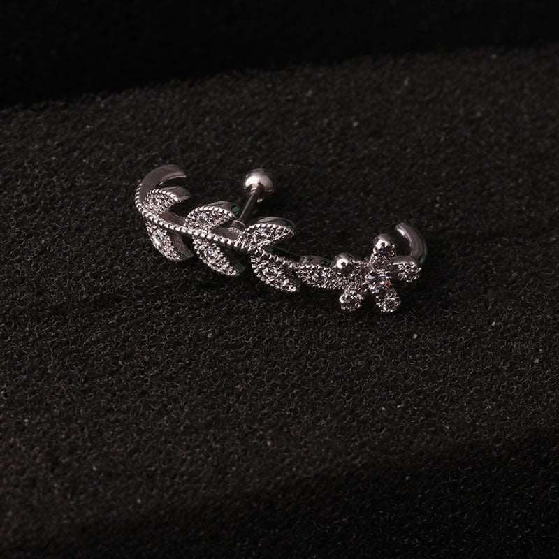 16G Cartilage Eternity Leaf Hoop Earrings - Surgical Steel Body Jewelry for Piercings | HSPJ19116 | Perfect for Everyday Wear, Parties & Special Occasions