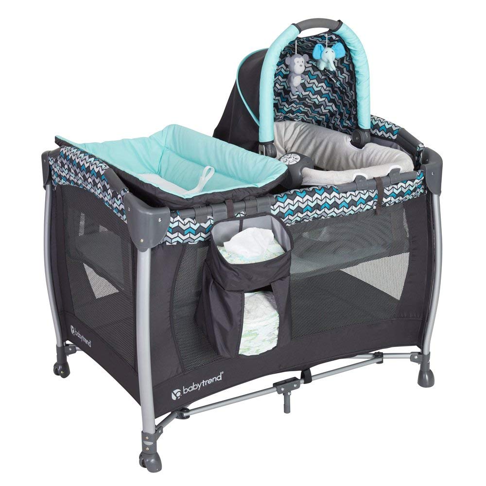 Baby Trend Resort Elite Nursery Center Playard - Portable Crib & Playpen for Infants & Toddlers, Laguna Blue | Perfect for Travel, Home & Daycare Use