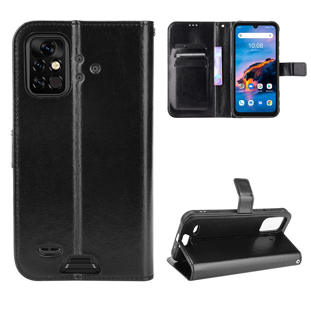 Premium Leather Flip Wallet Case for Umidigi Bison Pro - Shockproof Protective Cover with Card Slots & Kickstand (Black) | Perfect for Outdoor Adventures, Travel & Daily Use