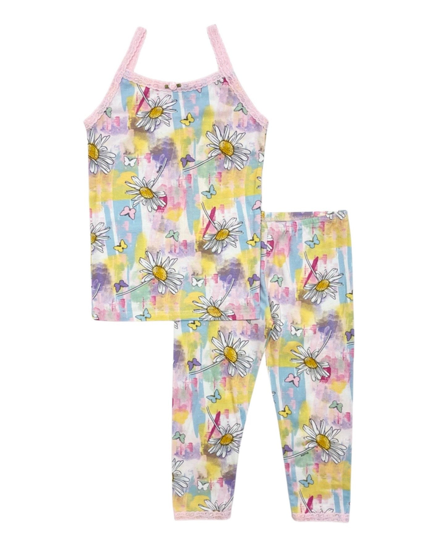 DAISY PRINT CAMI TOP & CROPPED LEGGING SET - Women's Floral Workout Outfit for Yoga, Gym & Lounge Wear