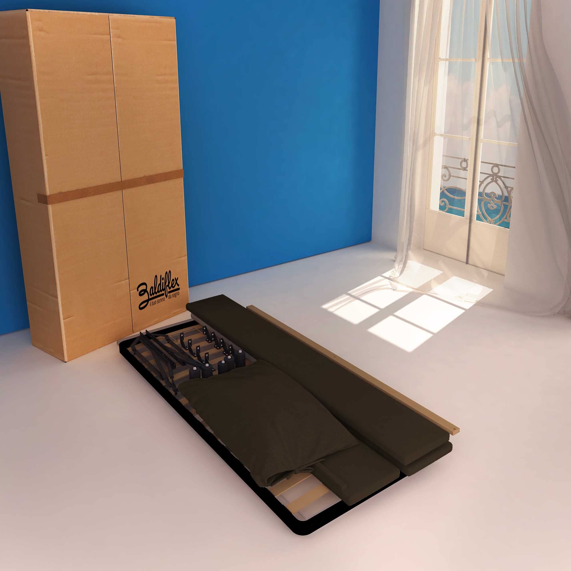 Baldiflex Licia Soft Single Bed with Storage - Synthetic Leather Upholstery, Slatted Base for Single Mattresses, 80 x 190 cm, Padded Headboard, Dark Brown - Perfect for Small Bedrooms, Guest Rooms & Studio Apartments