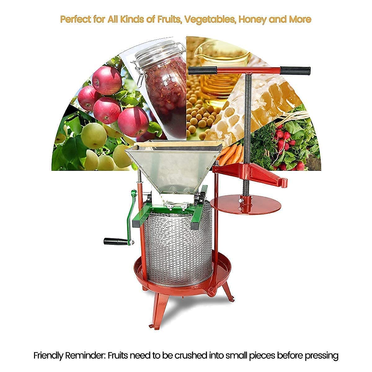 Premium Manual Fruit Wine Press & Crusher - 100% Natural Apple, Grape & Berry Juice Maker for Home Kitchen | Perfect for Homemade Wine, Cider & Fresh Juices