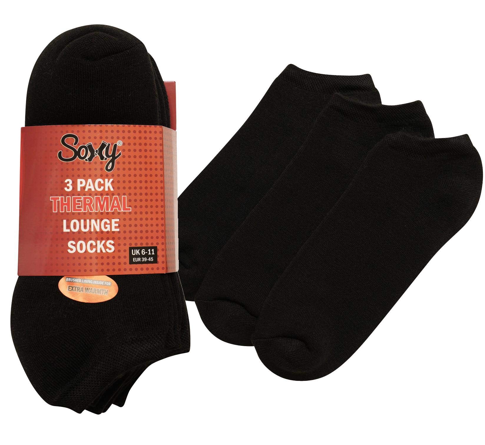 6 Pairs Women's Cushioned Low Cut Thermal Socks - Thick Winter Warm Brushed Ankle Socks for Running, Training & Lounge Wear - Black, Grey, Red, Navy (UK Size 4-6) - Perfect for Cold Weather & Indoor Comfort