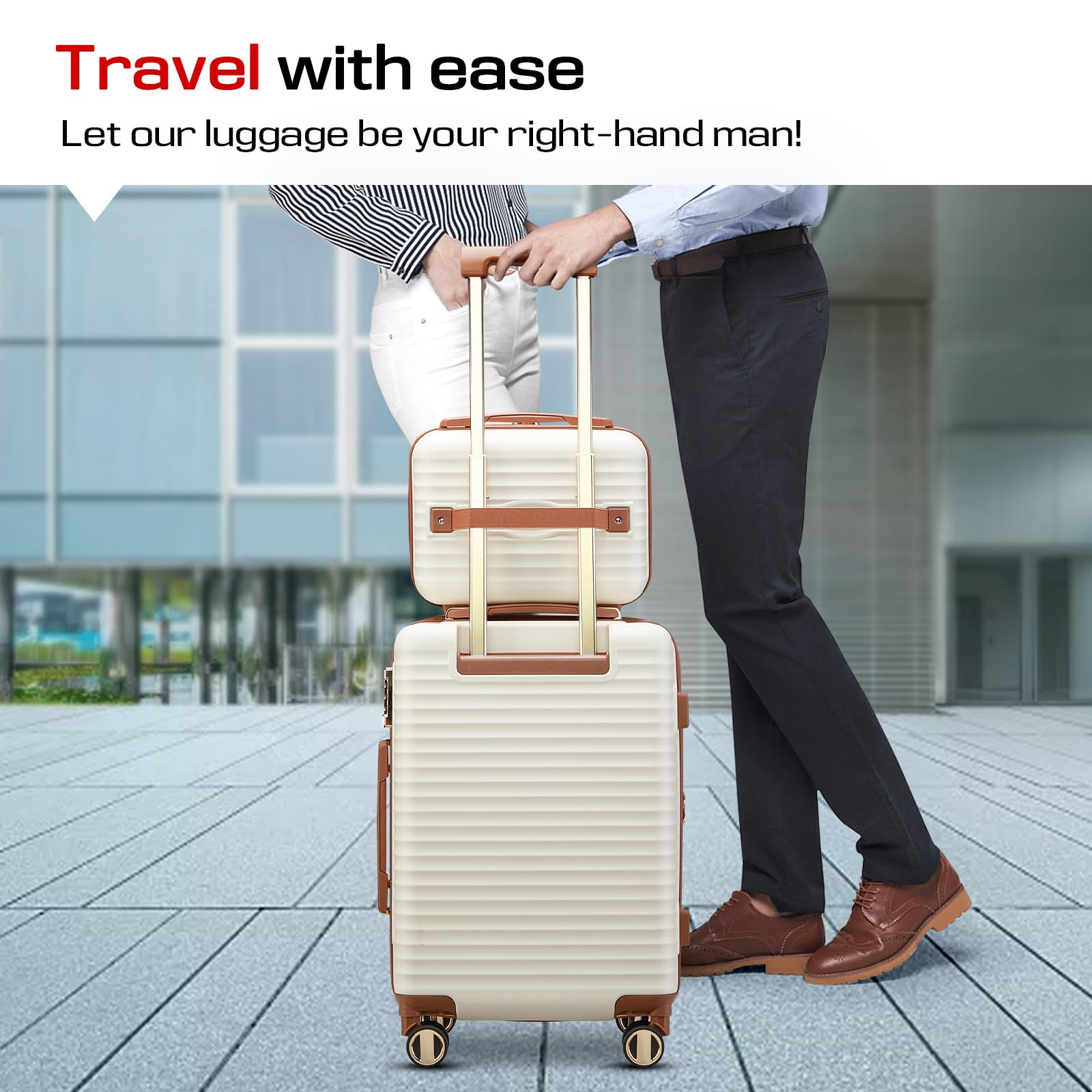 Joyway 5-Piece Expandable Luggage Set with TSA Lock - Lightweight Hard Shell Suitcase with 360° Spinner Wheels for Travel - White | Perfect for Family Vacations, Business Trips & International Travel