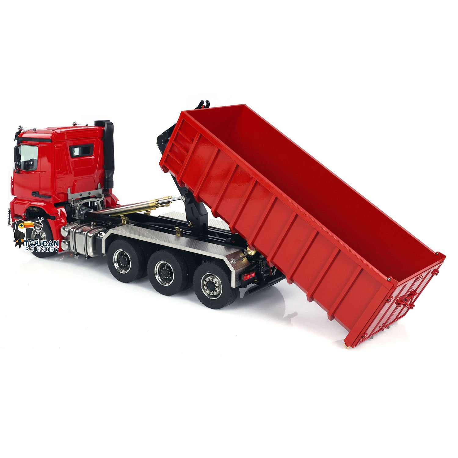 1/14 Scale 8x8 RC Hydraulic Dump Truck - Radio Controlled Construction Vehicle with Rear Axle Steering & Pre-Assembled Painted Body - Perfect for Construction Site Play, RC Hobbyists and Model Collectors