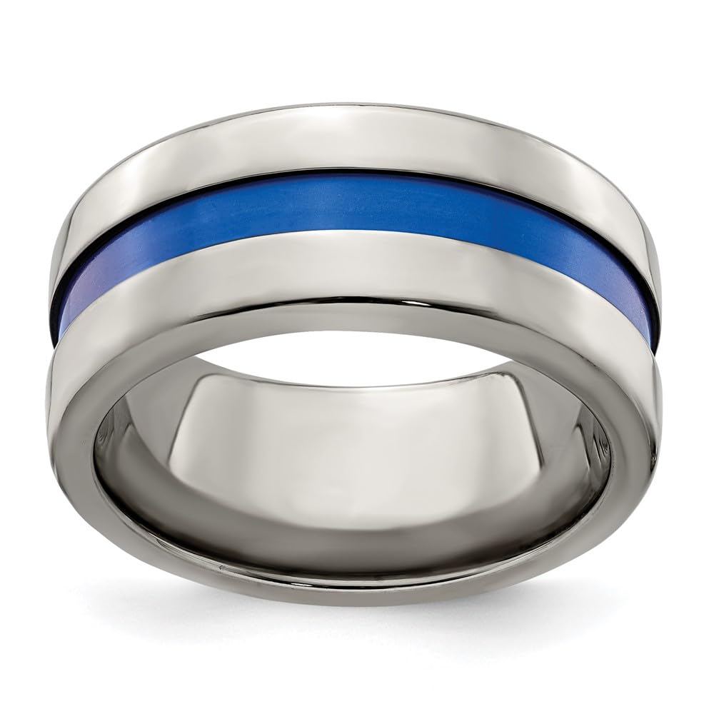 Titanium Blue Anodized 1mm Wide Center Wedding Band Ring for Women - Elegant Bridal Engagement Jewelry Gift for Her - Perfect for Proposals, Anniversaries & Special Occasions