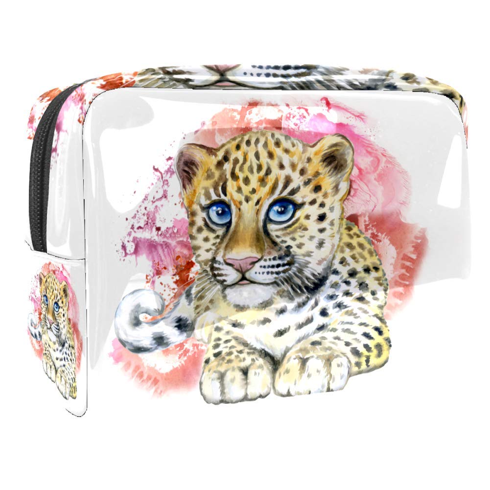 Portable Makeup Bag with Zipper - Travel Toiletry Organizer for Women | Waterproof Cosmetic Pouch | Leopard Print Design | Perfect for Travel, Gym & Daily Essentials Storage
