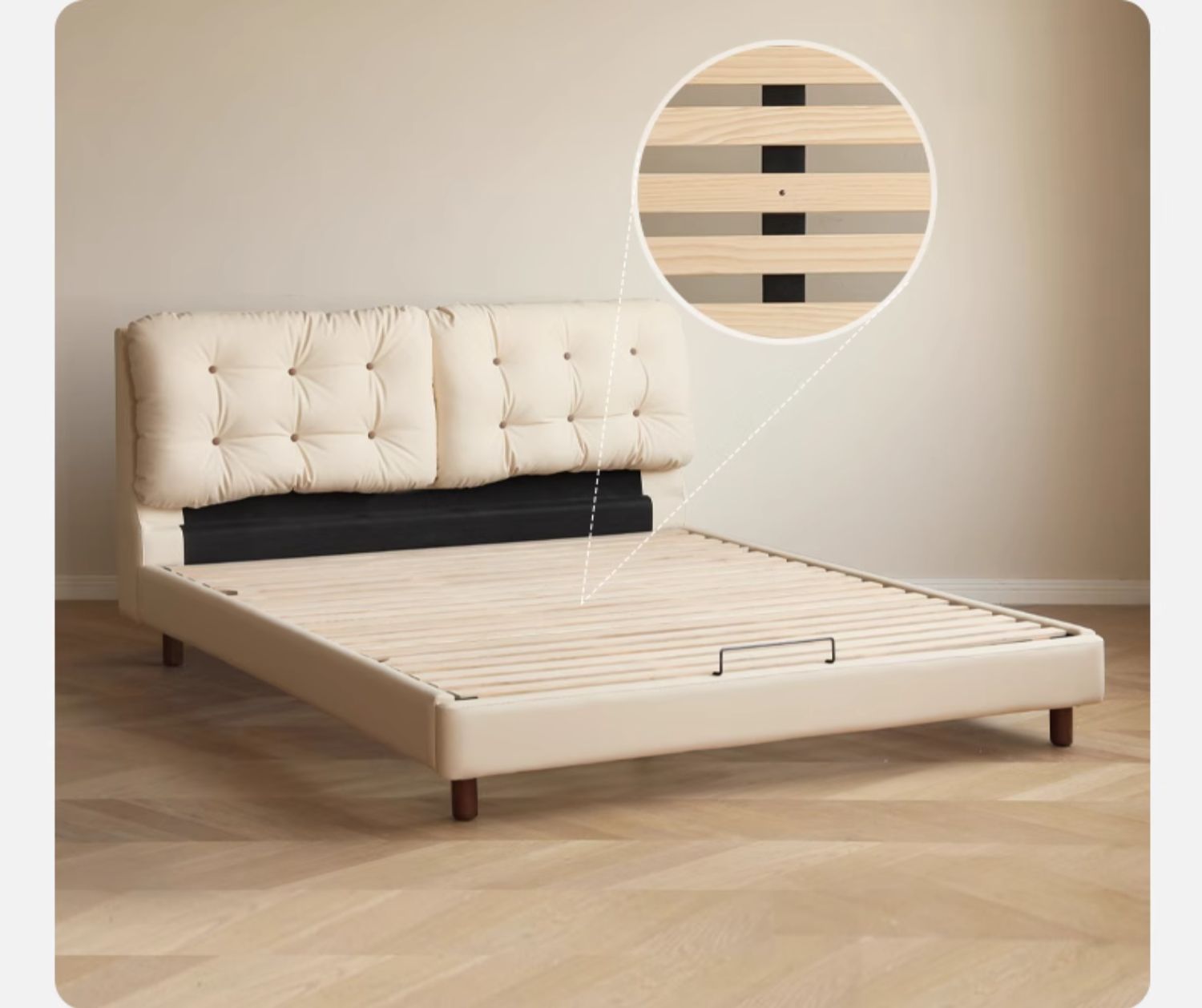 Organic Leather Art Bed - Cream Cloud Soft Mattress for Ultimate Comfort | Perfect for Master Bedrooms, Guest Rooms & Luxury Apartments