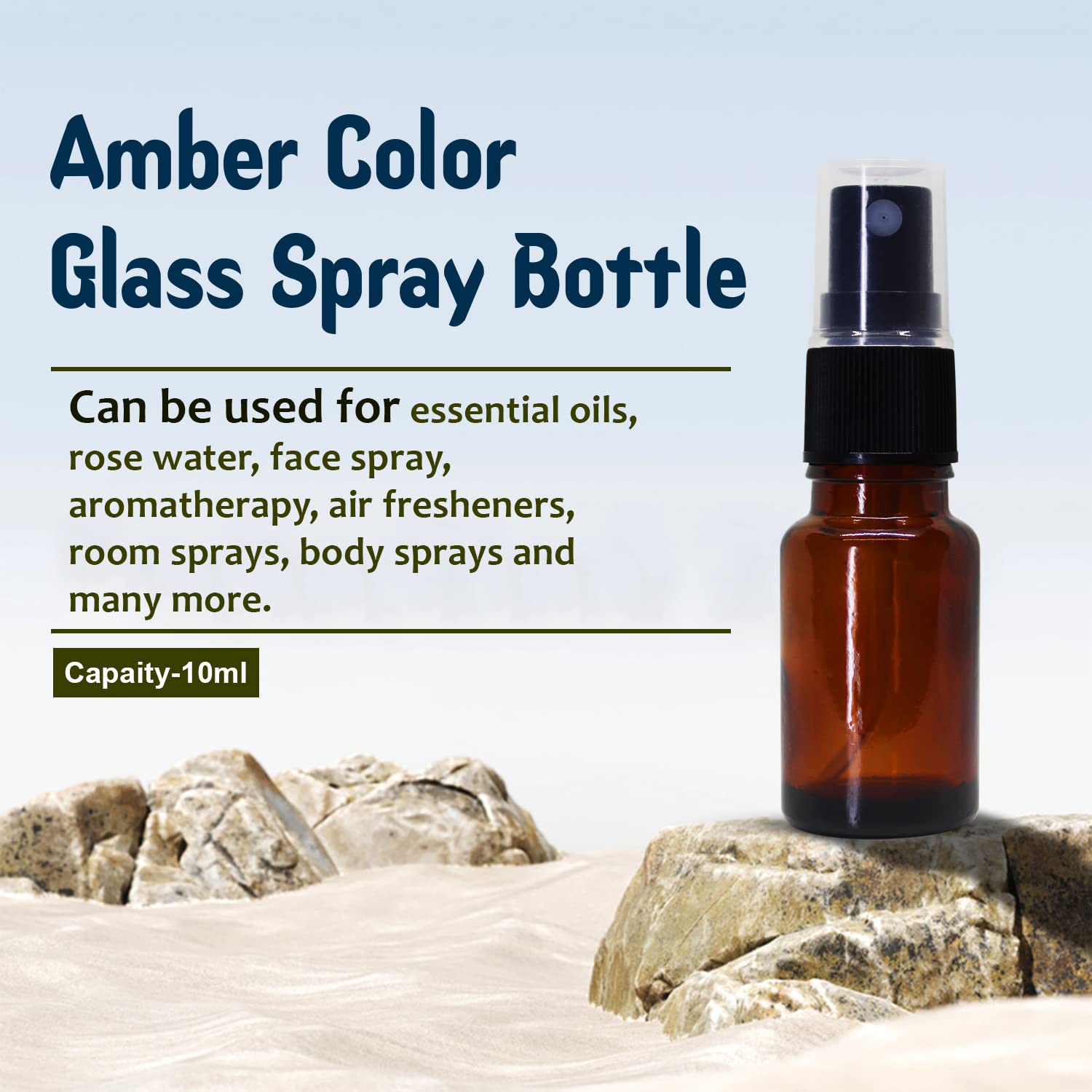 NSB Herbals 10ml Refillable Amber Glass Fine Mist Spray Bottles with Leak-Proof Pump - Perfect for DIY Perfume, Essential Oils, Aromatherapy Blends, Facial Mists & Beauty Products (3-Pack) - Ideal for Travel, Home Spa & Skincare Routine