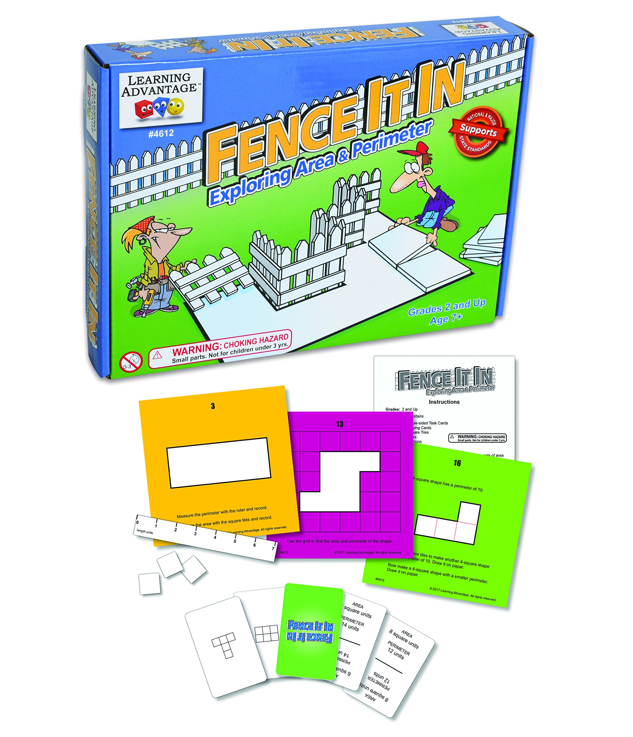 LEARNING ADVANTAGE Fence It In: Math Game for Kids | Explore Area & Perimeter | Grades 2+ | Educational Board Game for Classroom & Homeschool Learning