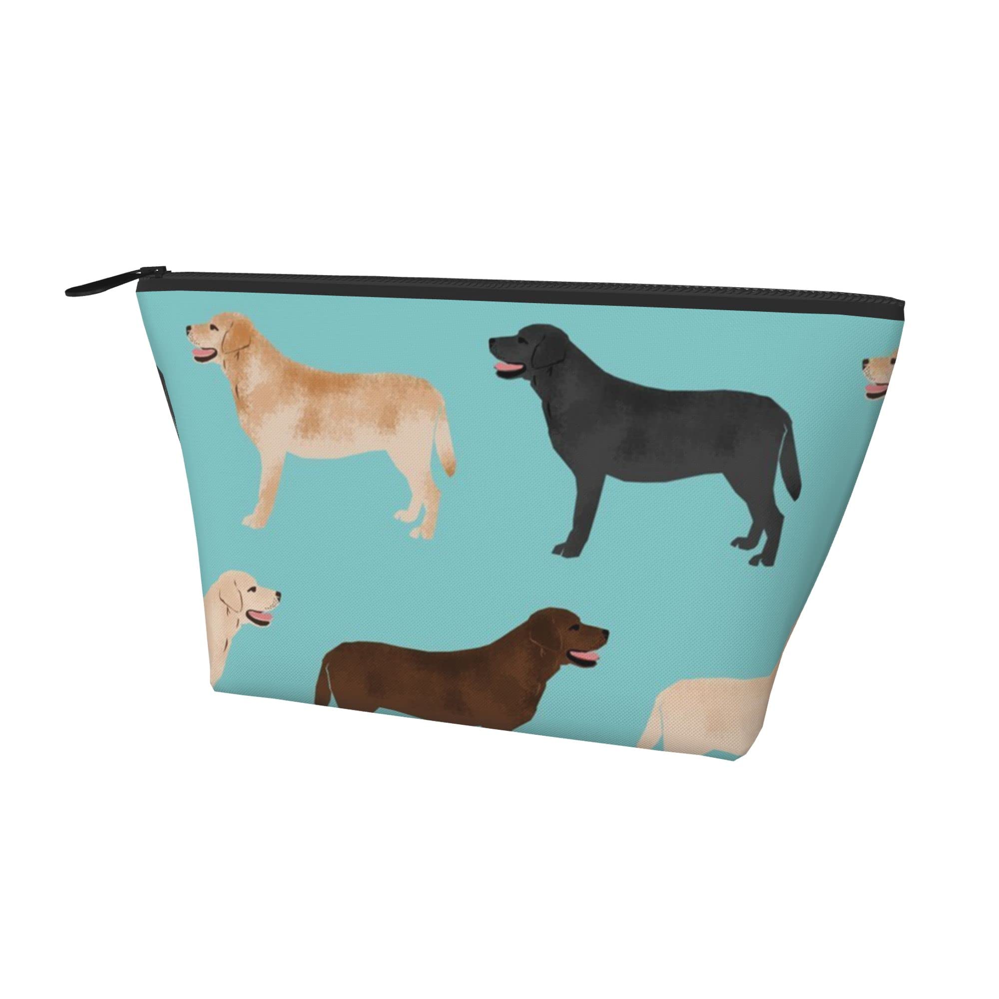 SWEET TANG Women's Cute Labrador Retriever Makeup Bag - Yellow, Chocolate & Black Dog Print Cosmetic Pouch for Travel, Gym, School & Daily Use | Portable Waterproof Toiletry Bag for Women | Perfect Gift for Dog Lovers