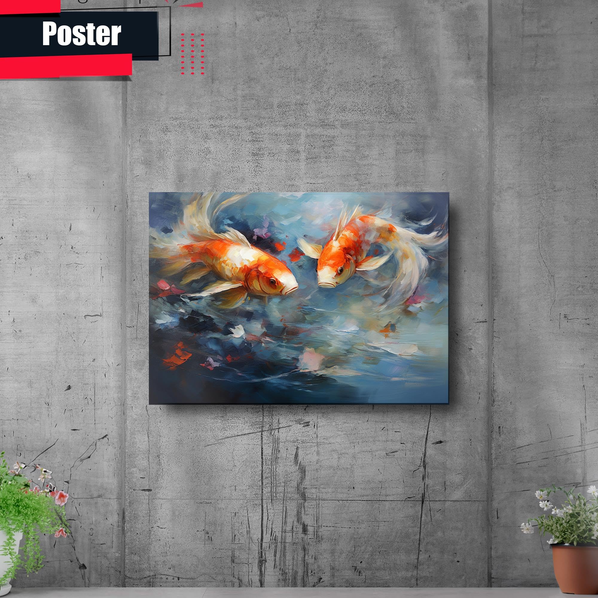 Japanese Koi Fish Art Print - Zen Wall Decor for Home & Kitchen | Koi Pond Poster, Asian Inspired Wall Art for Living Room, Bedroom & Office Decor