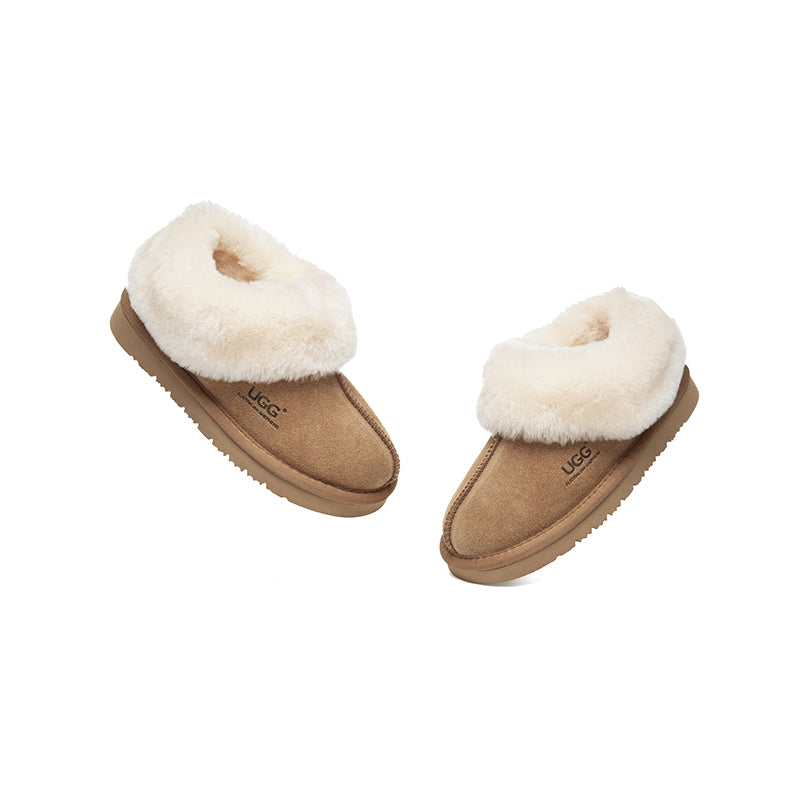 Australian Shepherd Kids UGG Slippers - Genuine Sheepskin Wool Ankle Boots for Boys & Girls - Cozy Indoor/Outdoor House Shoes for Winter & Cold Weather Comfort