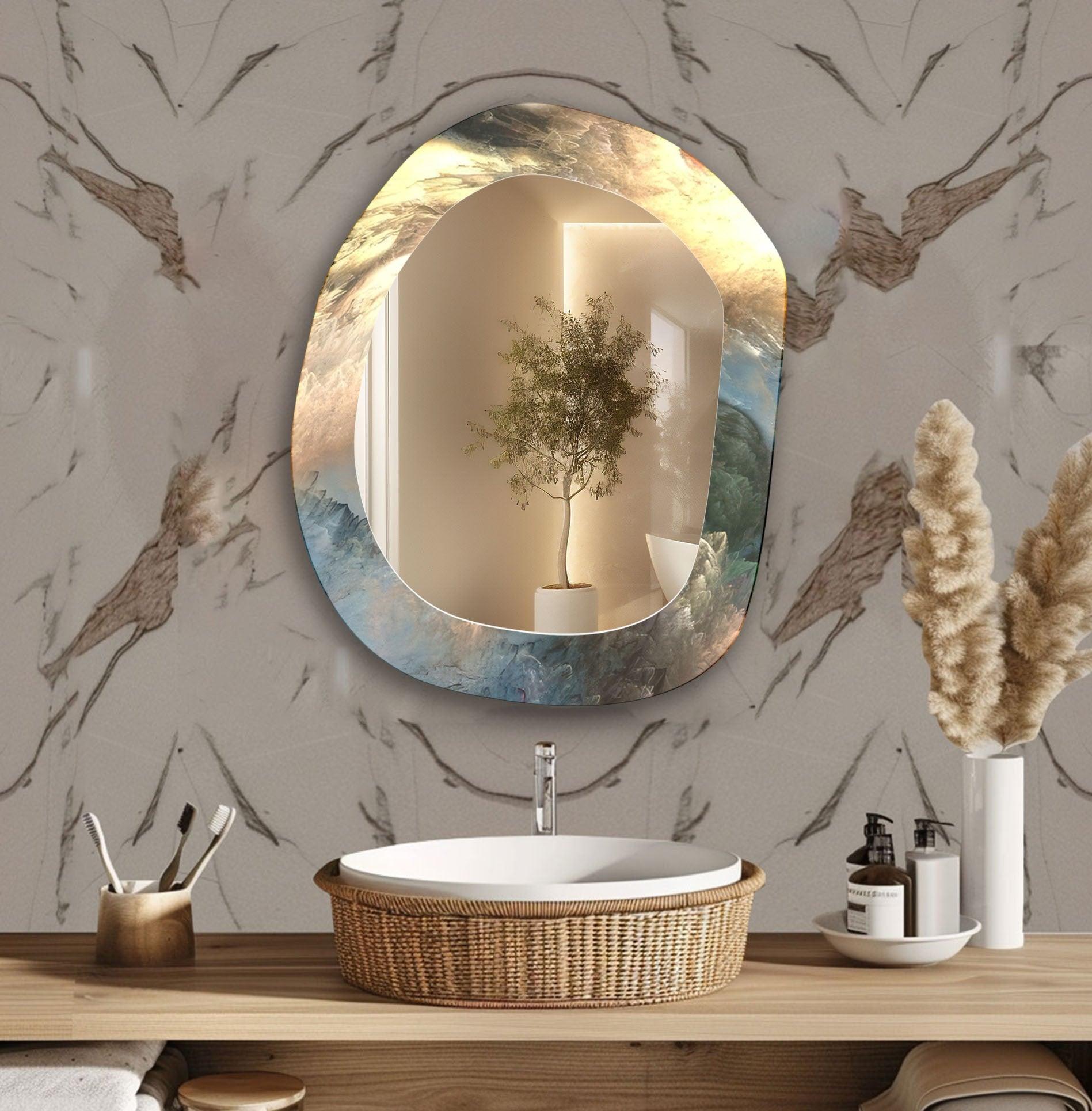 Abstract Wall Mirror - Modern Decorative Mirror for Living Room, Bedroom & Bathroom - Unique Design for Home Decor & Interior Styling