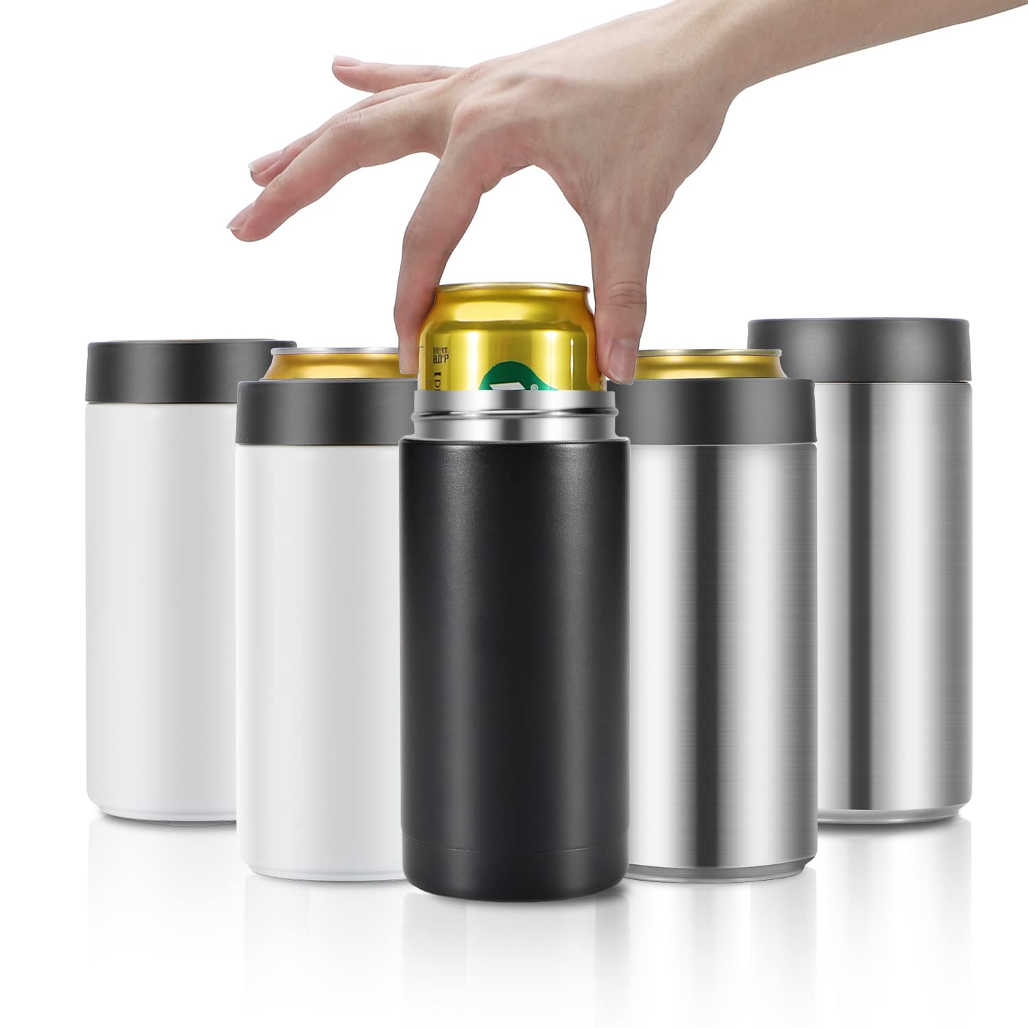 OJOJ 16oz Double Walled Insulated Stainless Steel Beer Can Cooler - Keep Drinks Cold for Hours, Perfect for Camping, BBQs & Outdoor Parties