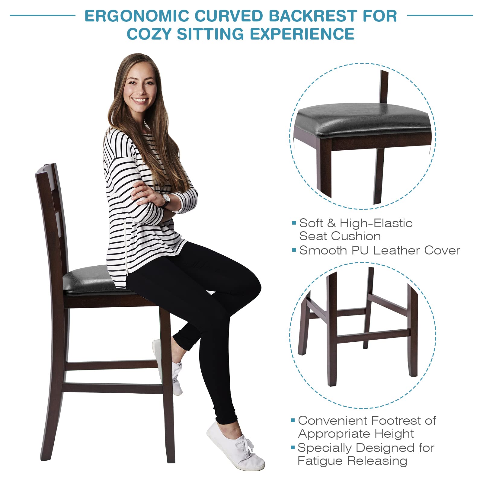 COSTWAY Set of 4 Bar Stools - 25