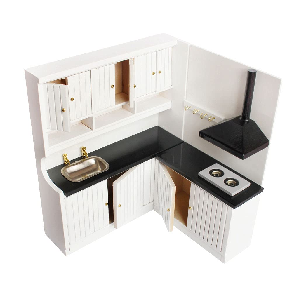 1/12 Scale Miniature Wooden Doll Kitchen Stove Cabinet Set - Realistic Dollhouse Accessories for Collectors & DIY Enthusiasts - Perfect for Dollhouse Decor, Miniature Displays & Creative Play