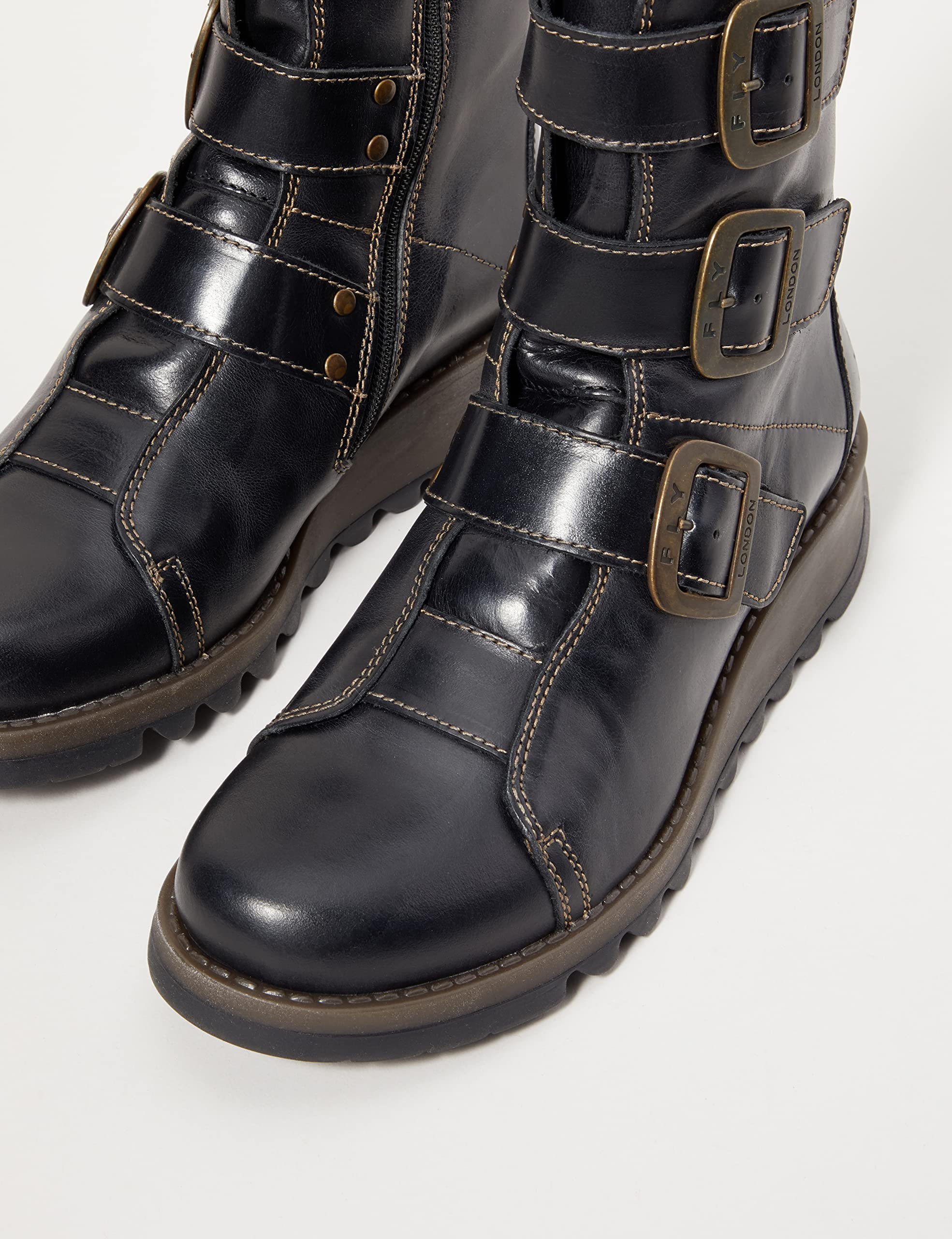 Fly London Women's Biker Boots - Stylish Ankle Boots for Women, Chunky Heel, Leather Motorcycle Boots | Perfect for Casual Outfits, Night Out & Fall Fashion